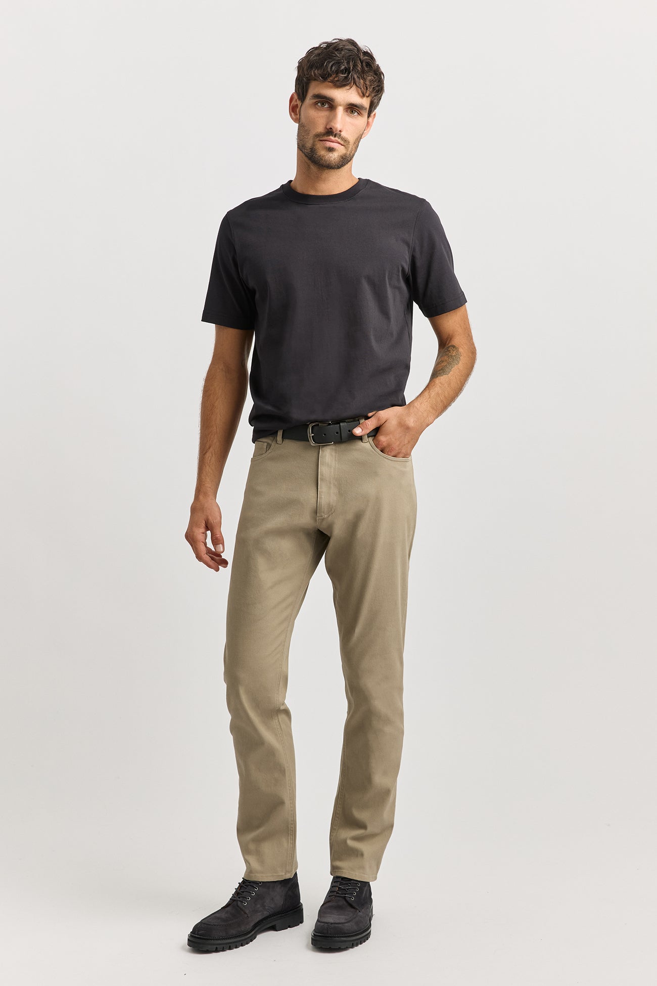 Regular Cotton Twill Pant | Biscuit