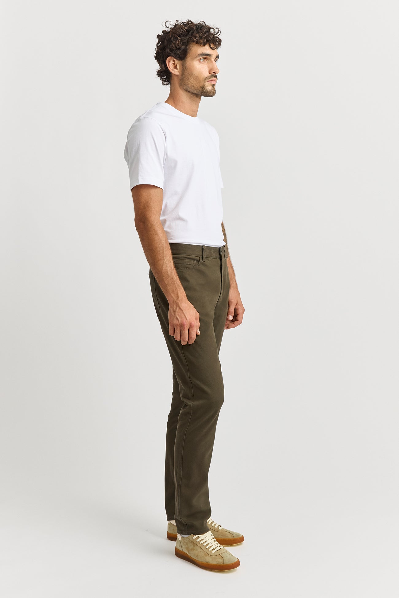 Regular Cotton Twill Pant | Olive