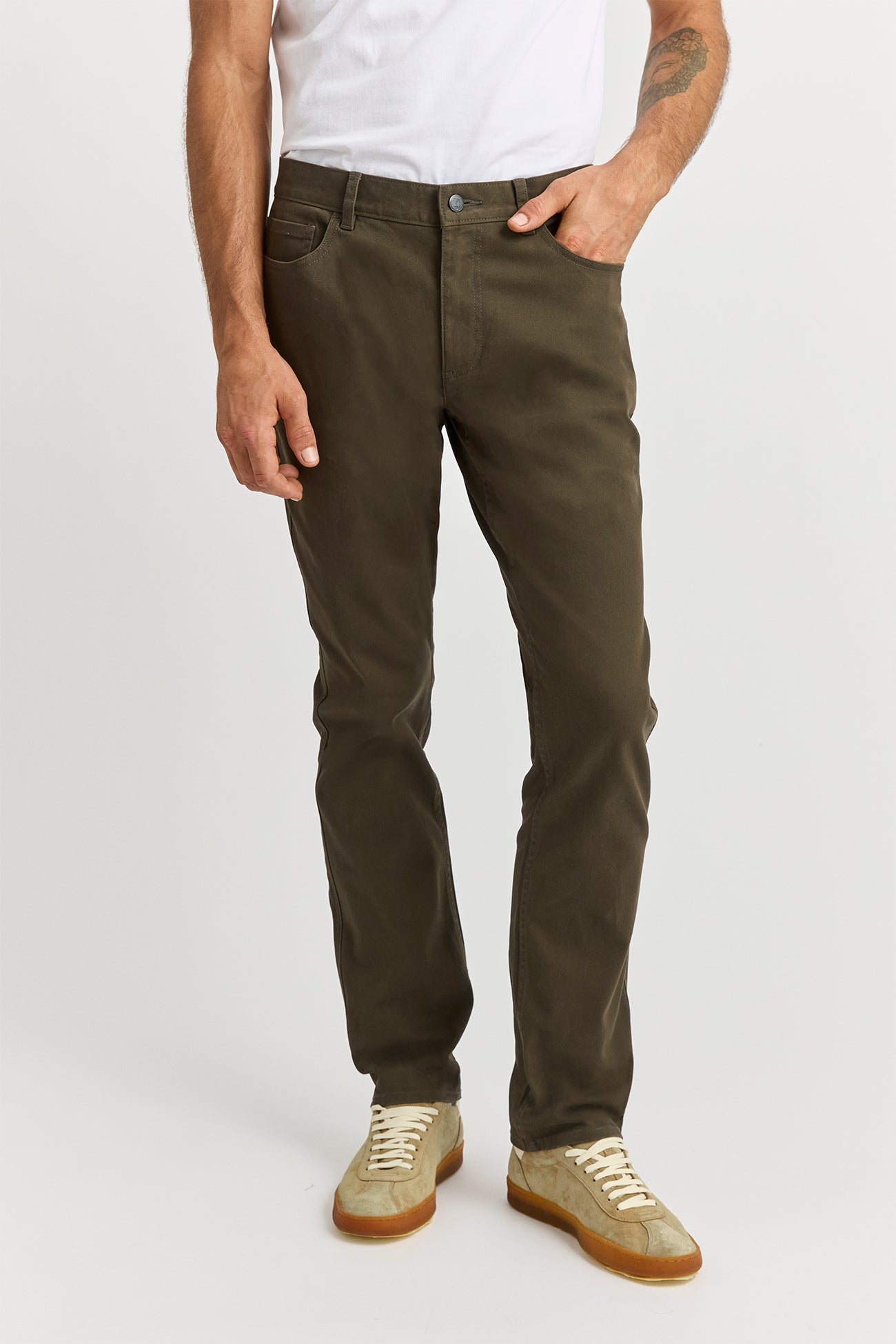 Regular Cotton Twill Pant | Olive