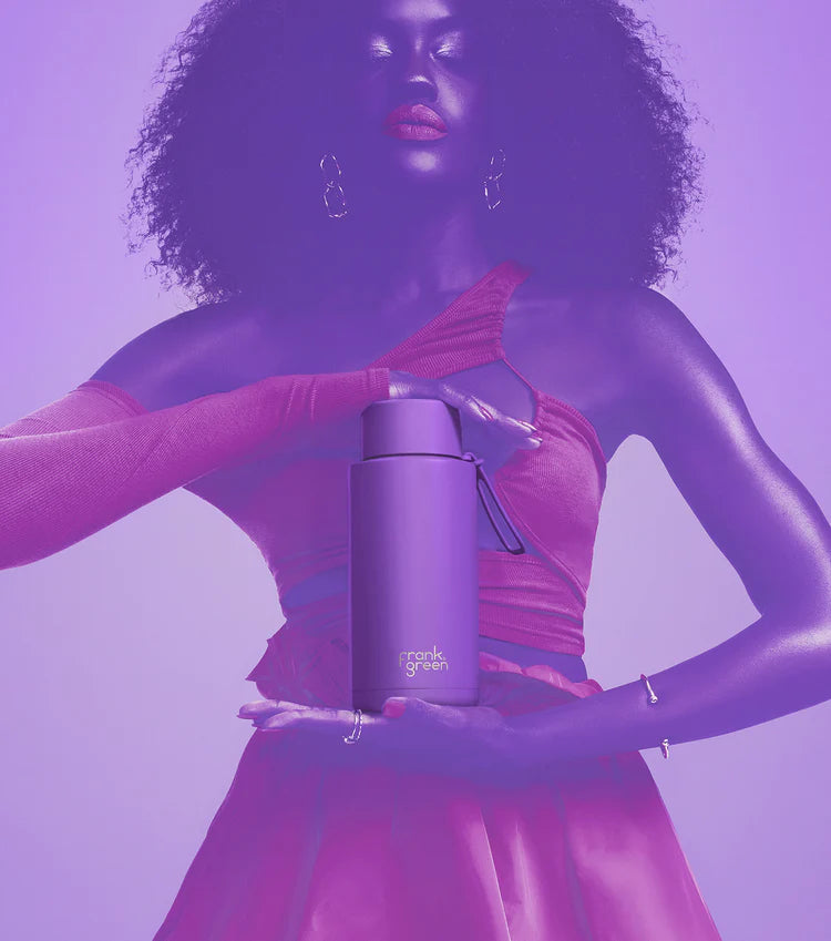 Limited Edition Ceramic Reusable Bottle w Straw Lid 34oz | Cosmic Purple - Frank Green - Beechworth Emporium
