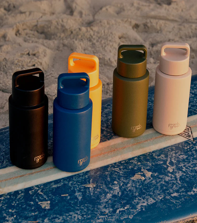 Ceramic Reusable Bottle (Grip Finish) with Grip Lid 34oz | Deep Ocean - Frank Green - Beechworth Emporium