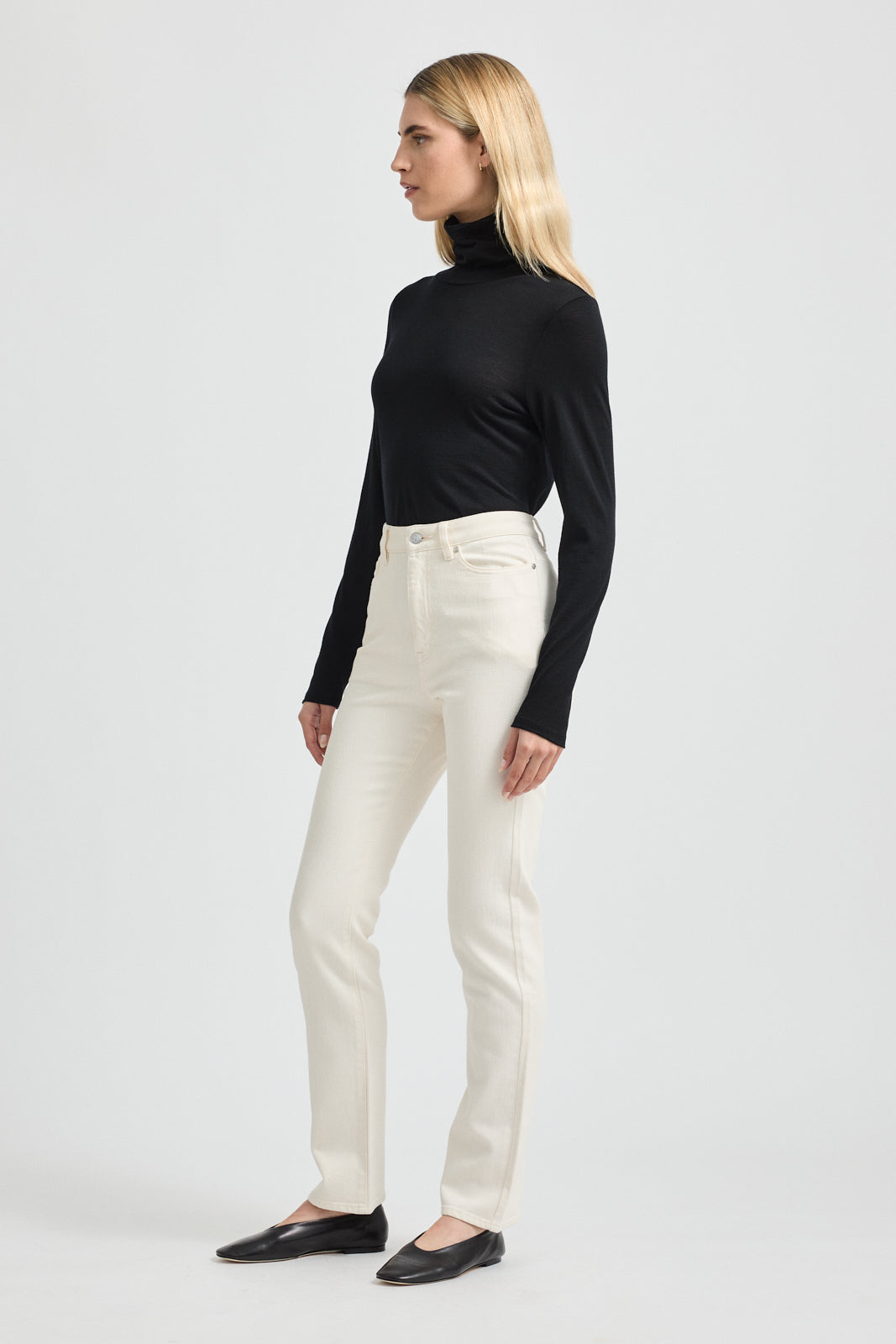 High Rise Straight Leg MERINO-DENIM™ Jean | Ecru -  - Beechworth Emporium