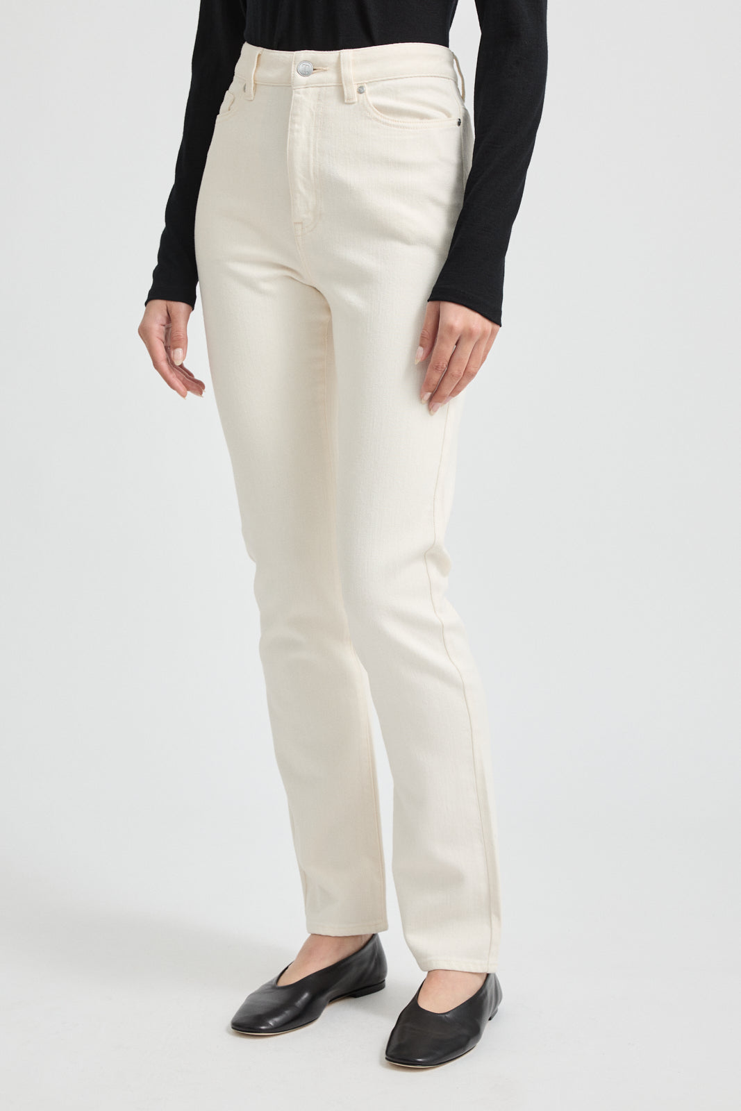 High Rise Straight Leg MERINO-DENIM™ Jean | Ecru -  - Beechworth Emporium