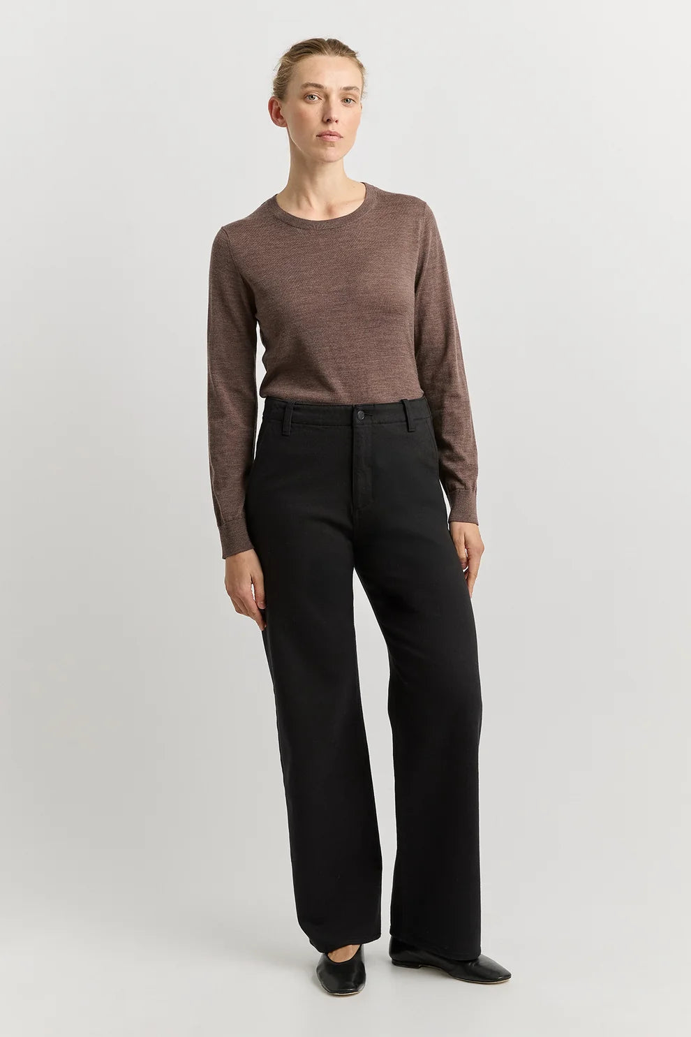 Wide Leg Merino Denim Jean | Black