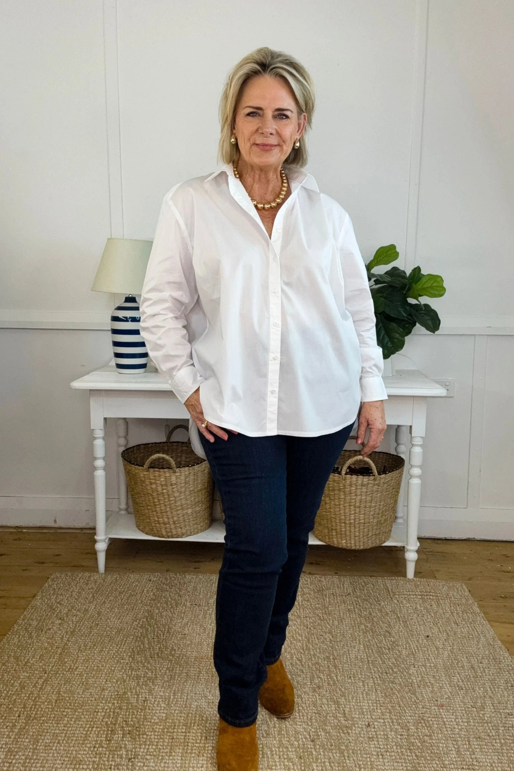Cotton Poplin Oversized Basic Shirt - - Beechworth Emporium