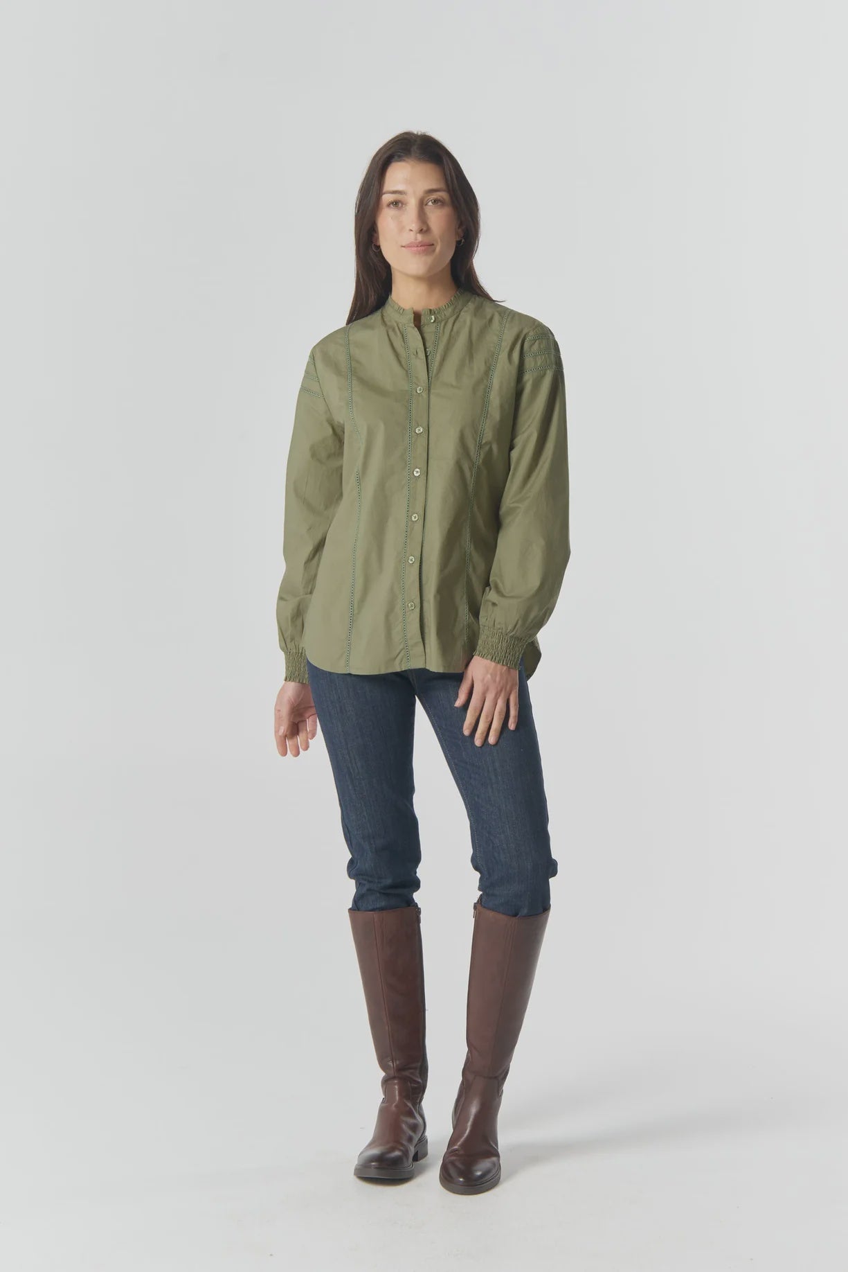 Misty Cotton Blouse | Sage