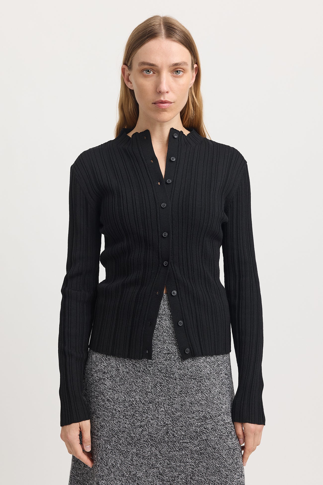 Variegated Rib Cardigan | Black -  - Beechworth Emporium