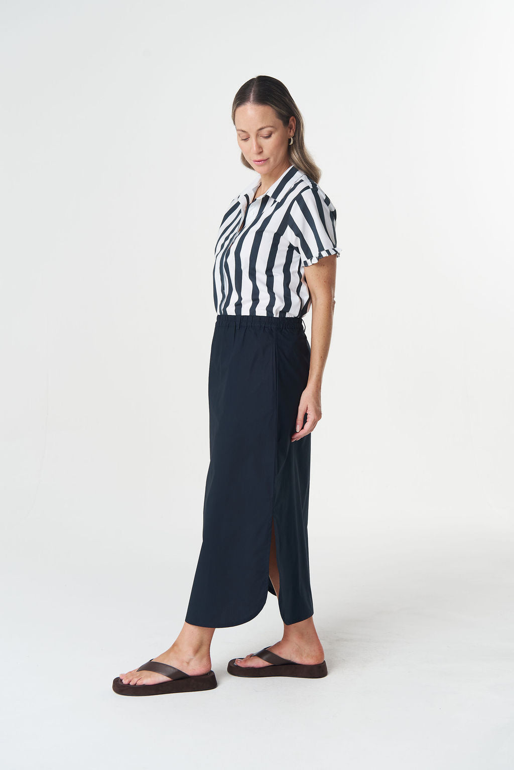 Shellbay Side Split Skirt | Dark Navy