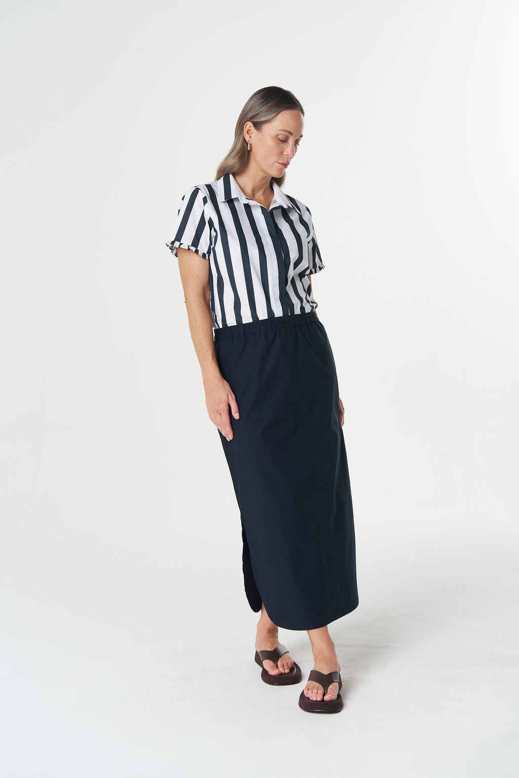 Shellbay Side Split Skirt | Dark Navy