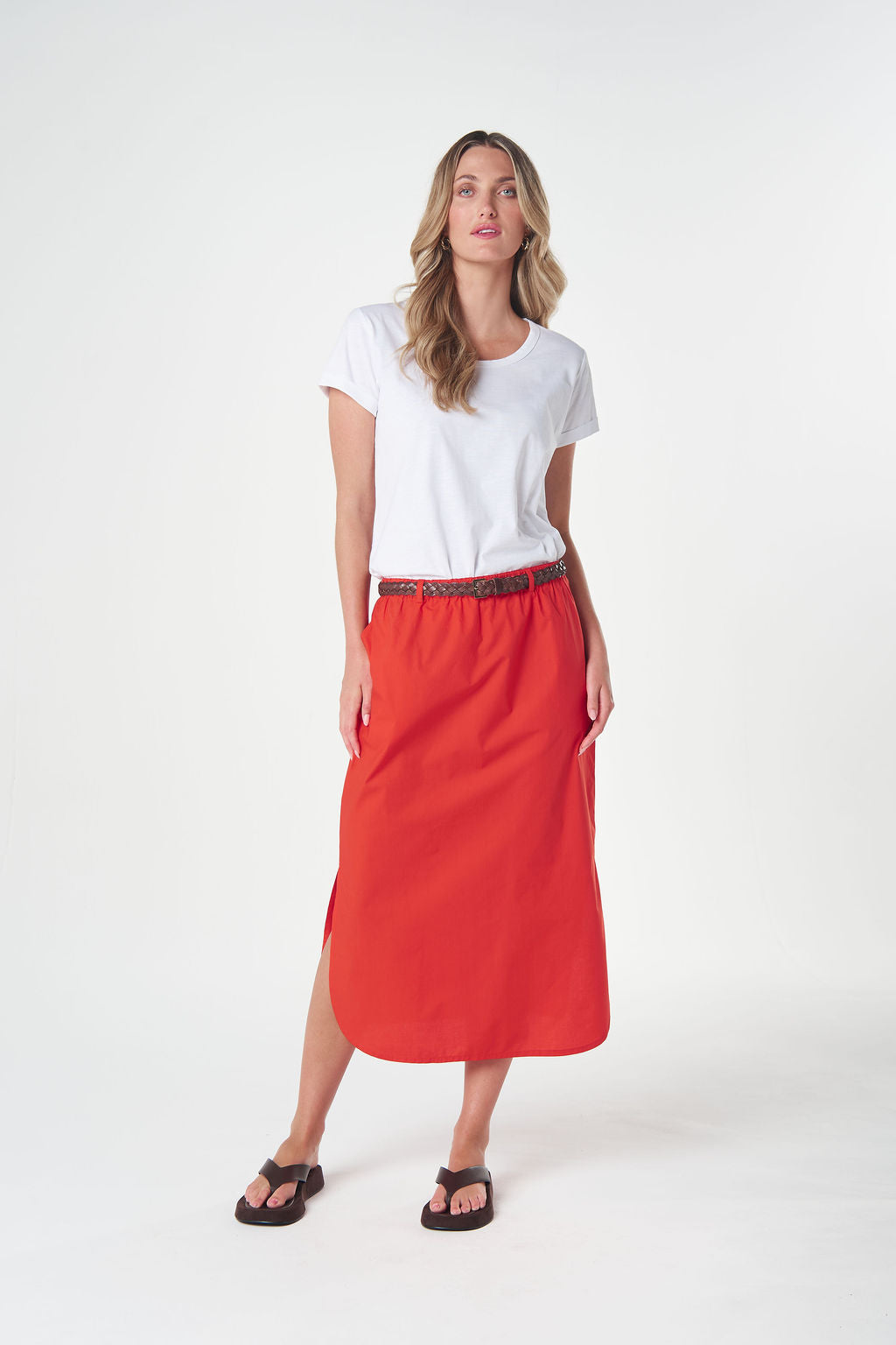 Shellbay Side Split Skirt | Garnet