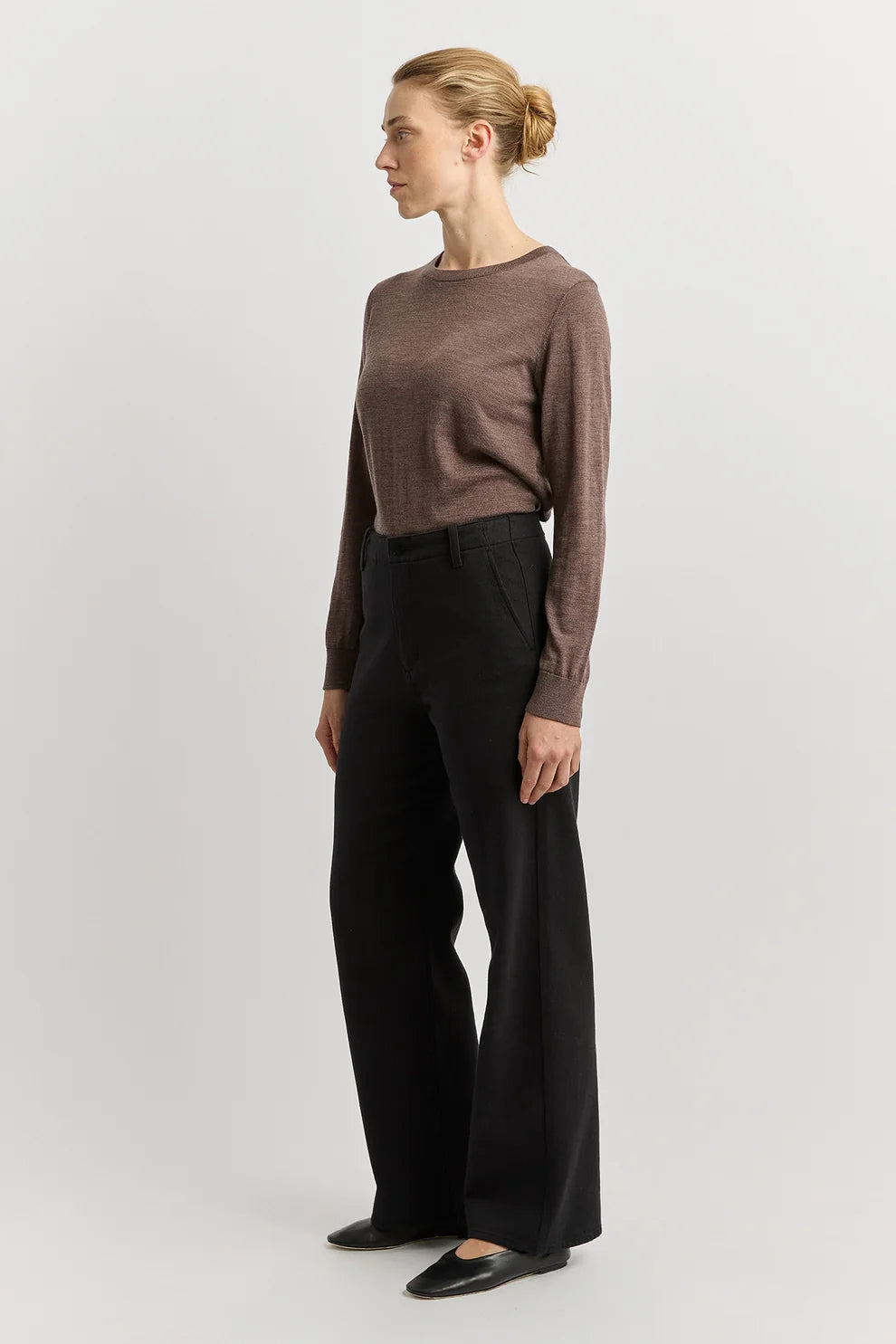 Wide Leg Merino Denim Jean | Black