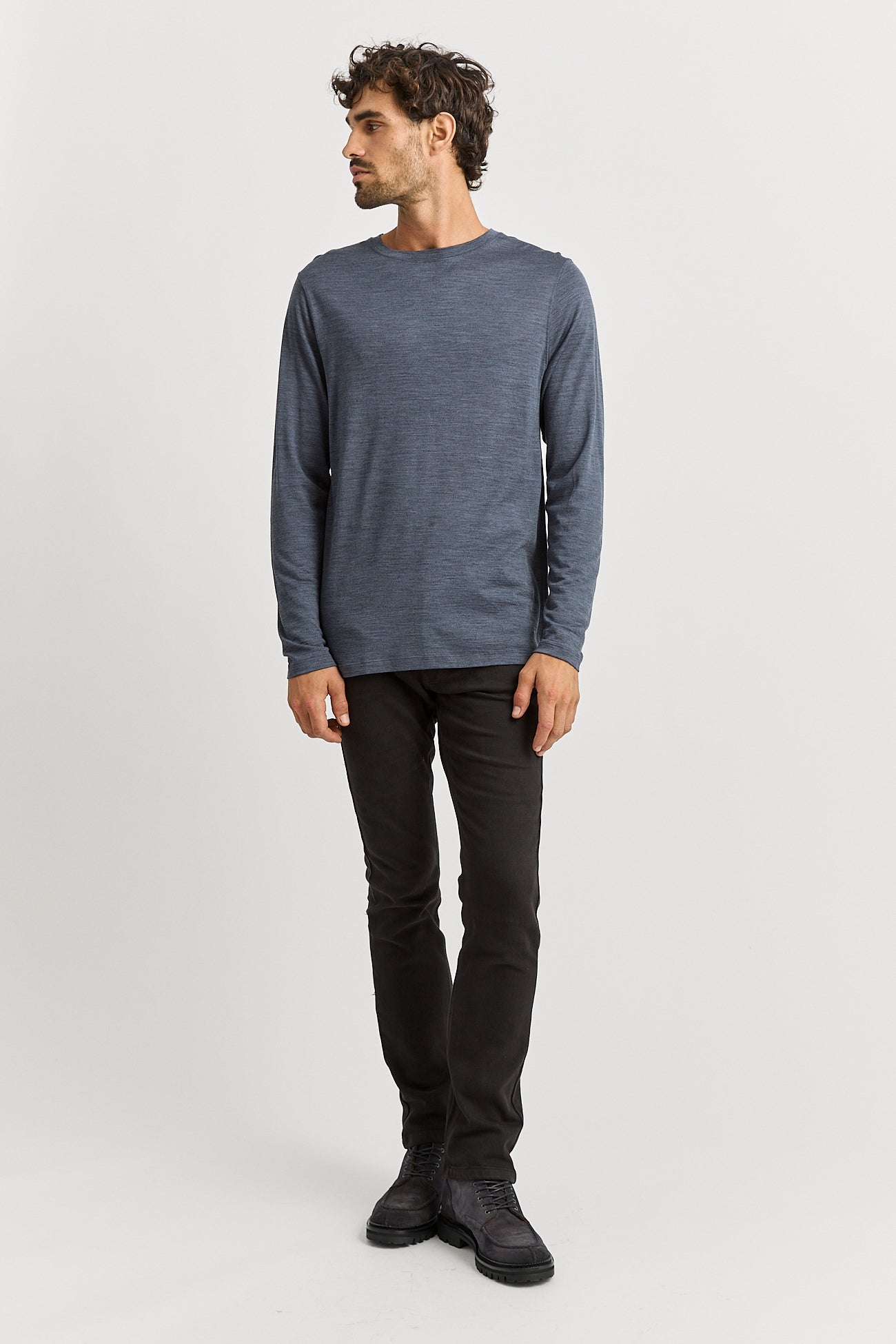 Merino Long Sleeve T-Shirt | Blue Slate -  - Beechworth Emporium