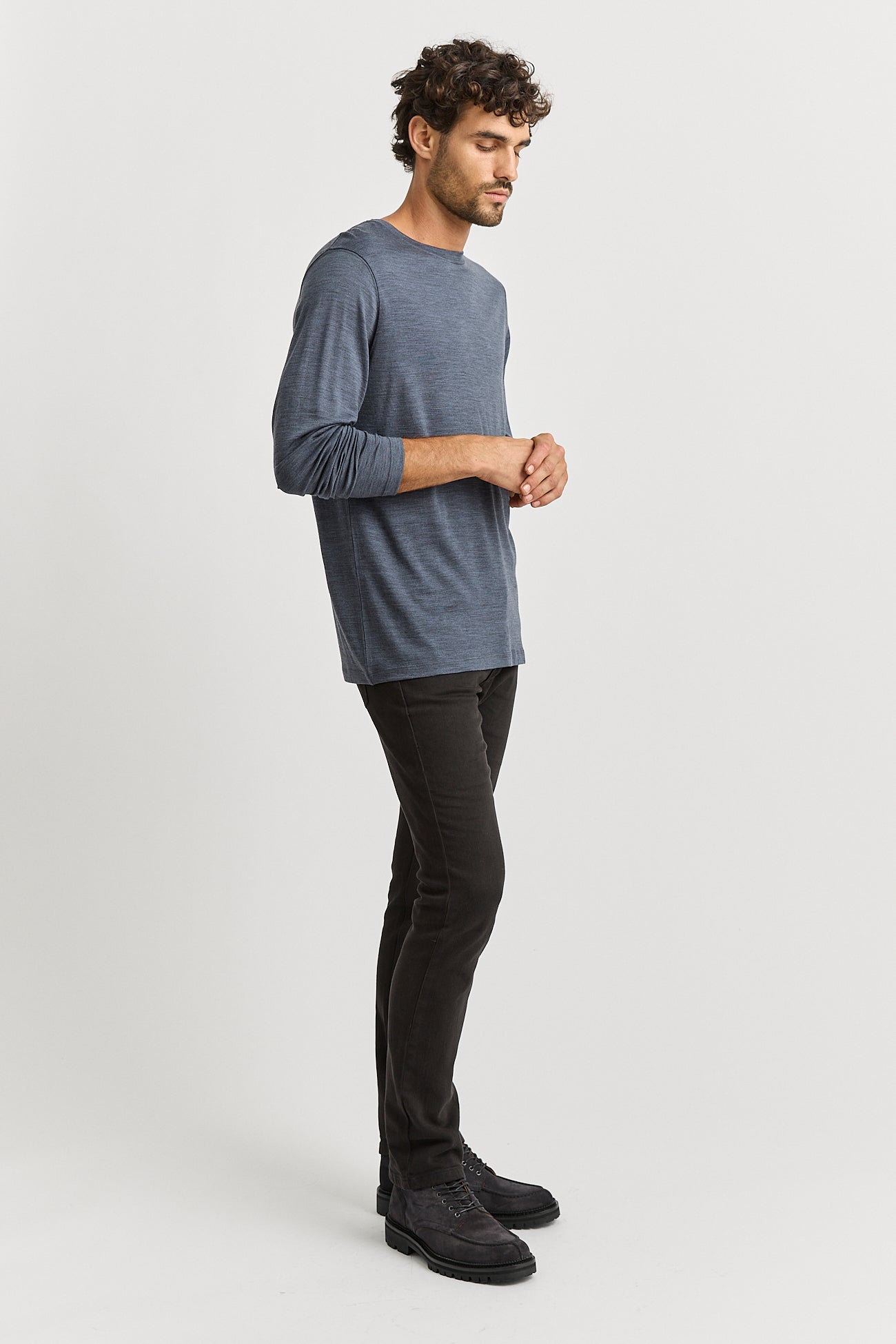 Merino Long Sleeve T-Shirt | Blue Slate -  - Beechworth Emporium