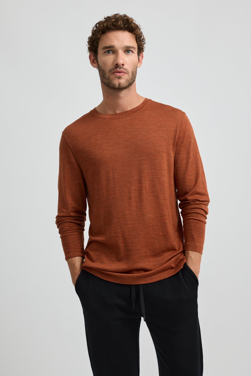 Merino Long Sleeve T-Shirt | Rust - Toorallie - Beechworth Emporium