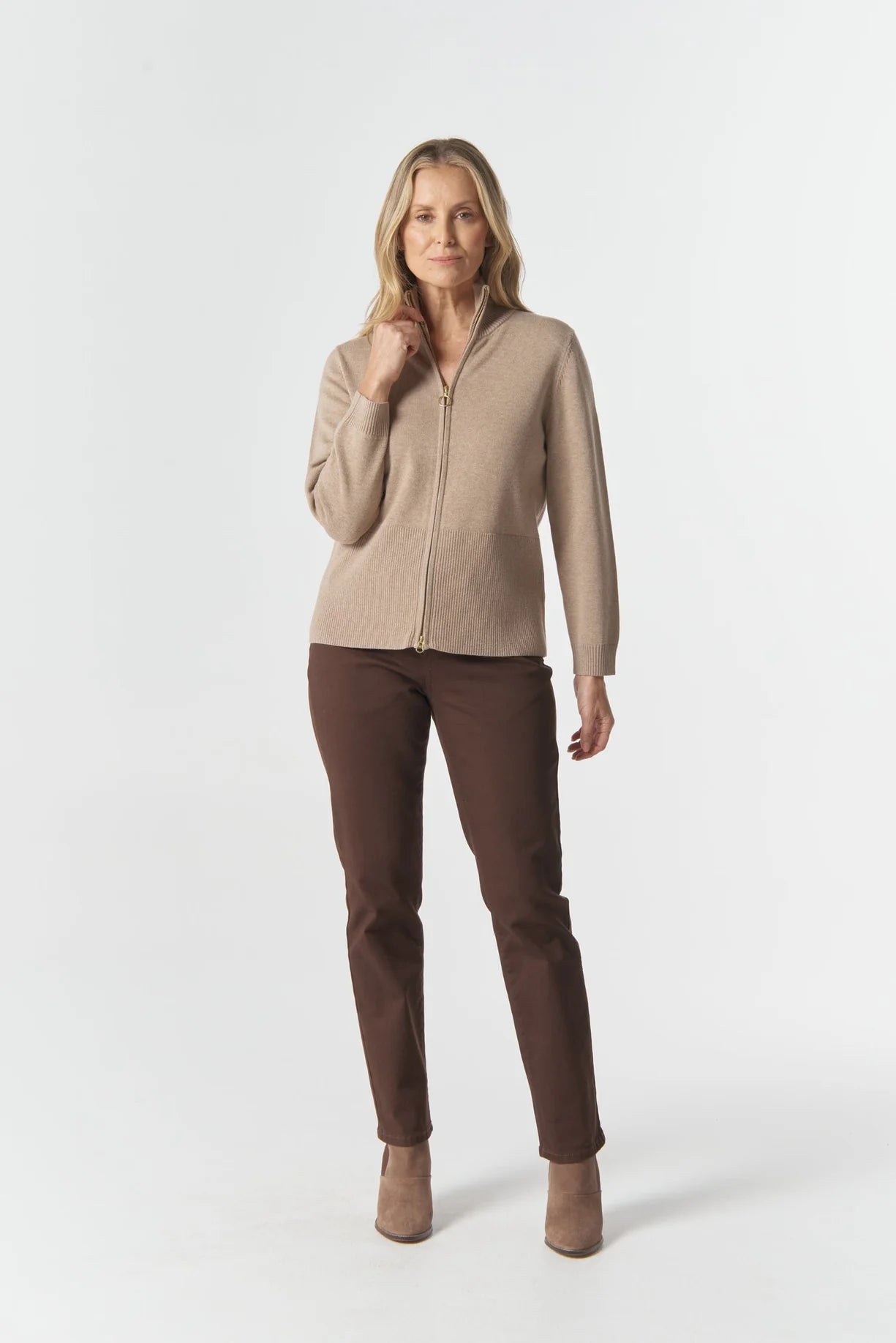 Brook Merino Cotton Knit Cardigan | Oatmeal