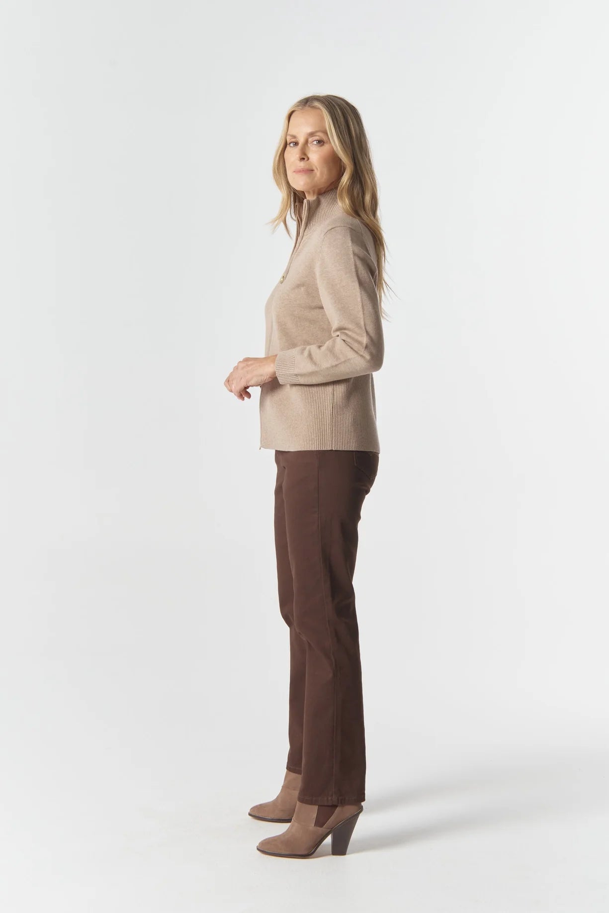Brook Merino Cotton Knit Cardigan | Oatmeal