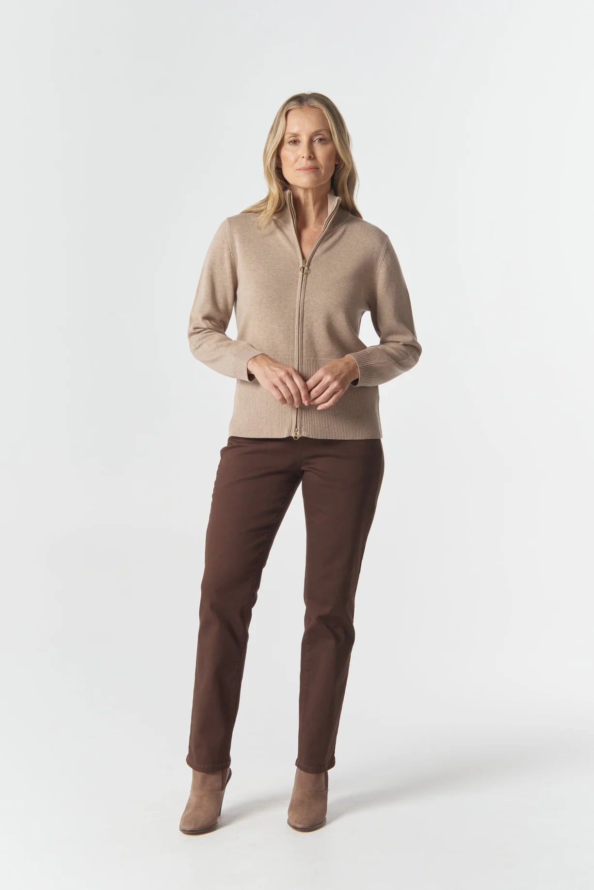 Brook Merino Cotton Knit Cardigan | Oatmeal