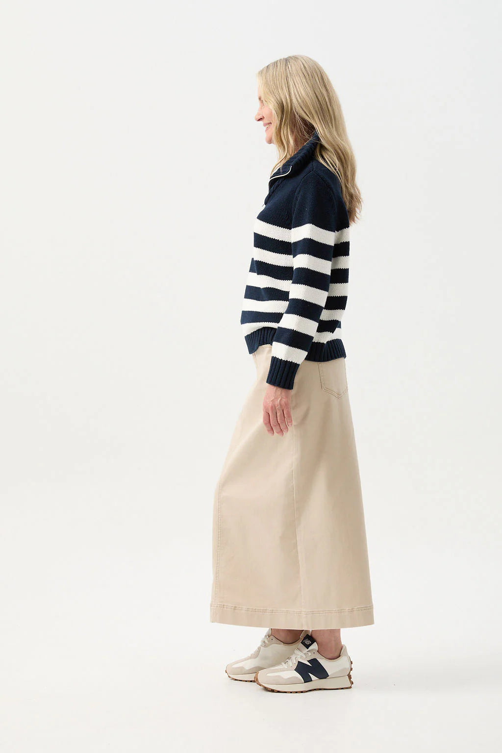 Cotton Stripe 1/2 Zip Jumper | Navy/White -  - Beechworth Emporium