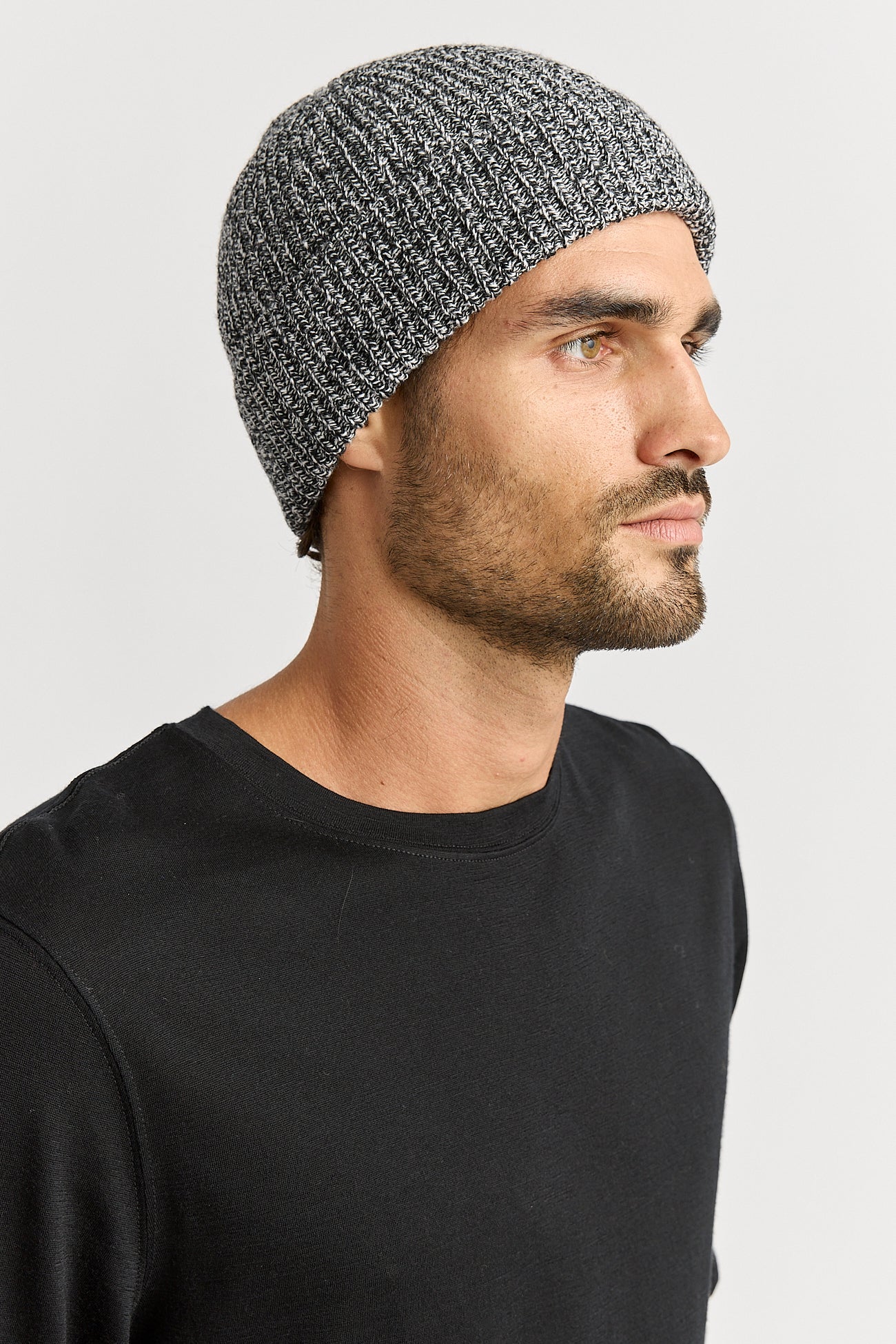 Ribbed Knit Beanie | Black & White