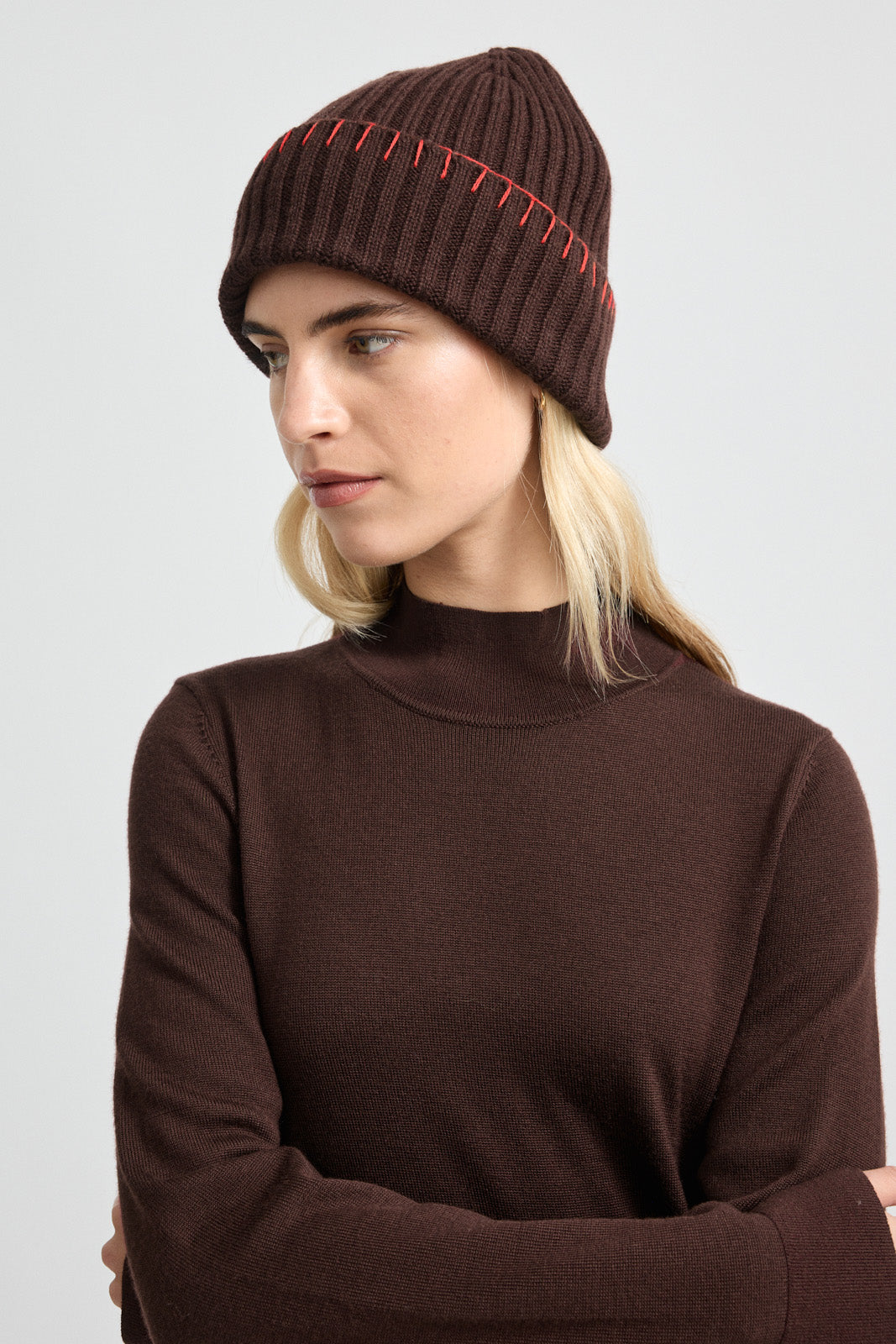 Blanket Stitch Beanie | Cacao - Toorallie - Beechworth Emporium