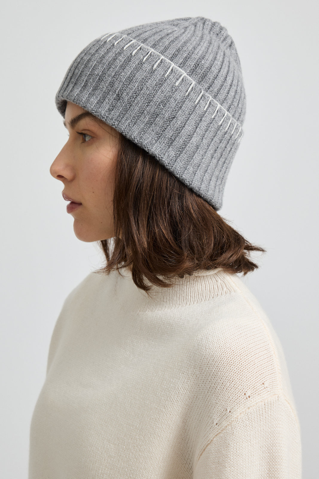 Blanket Stitch Beanie | Mid Grey - Toorallie - Beechworth Emporium