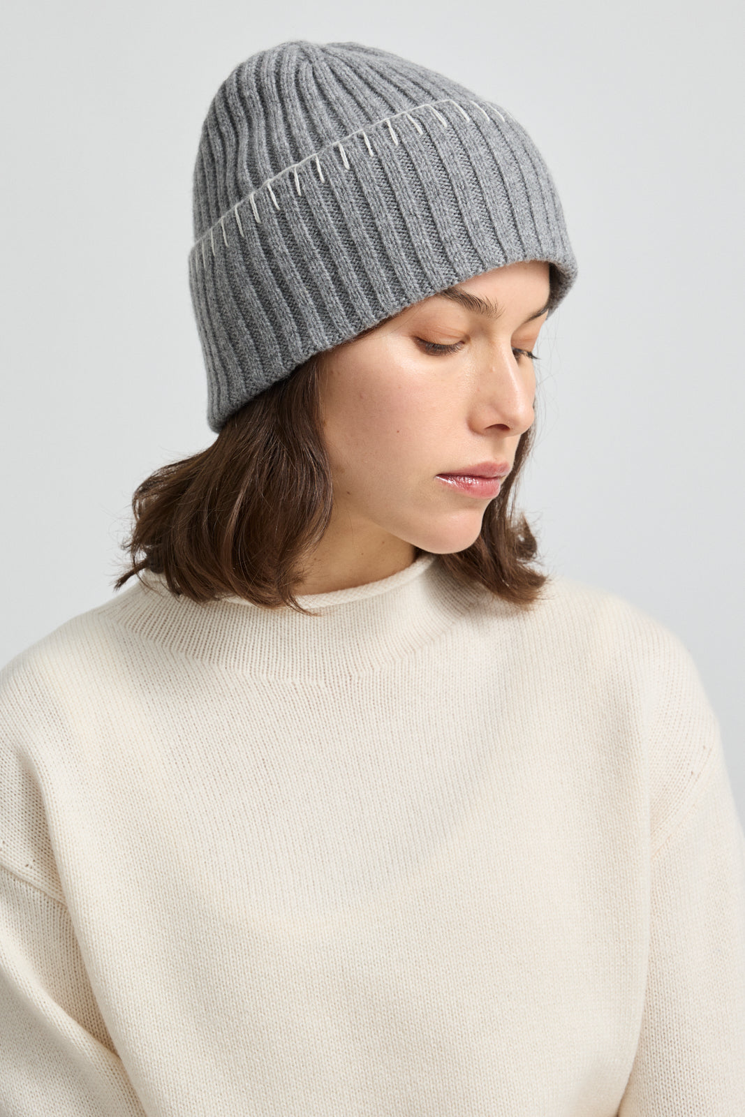 Blanket Stitch Beanie | Mid Grey - Toorallie - Beechworth Emporium