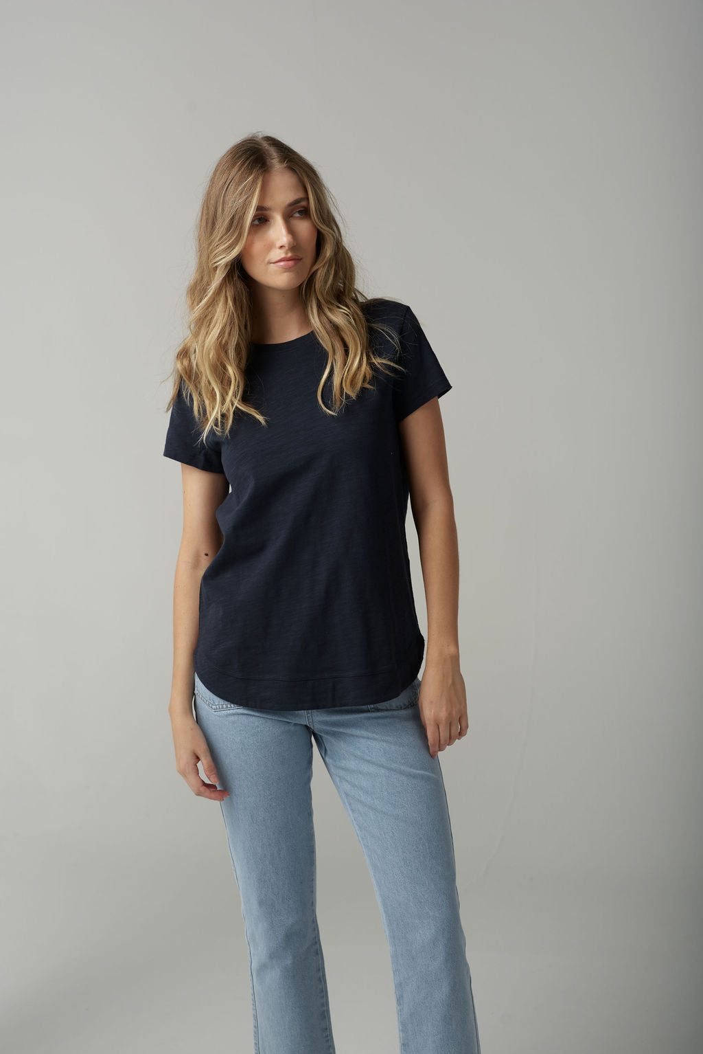 Shaped Hem Tee | Parisian Navy