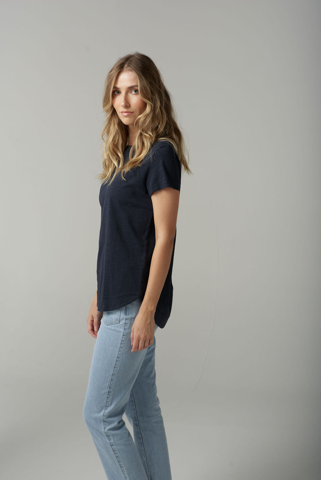 Shaped Hem Tee | Parisian Navy