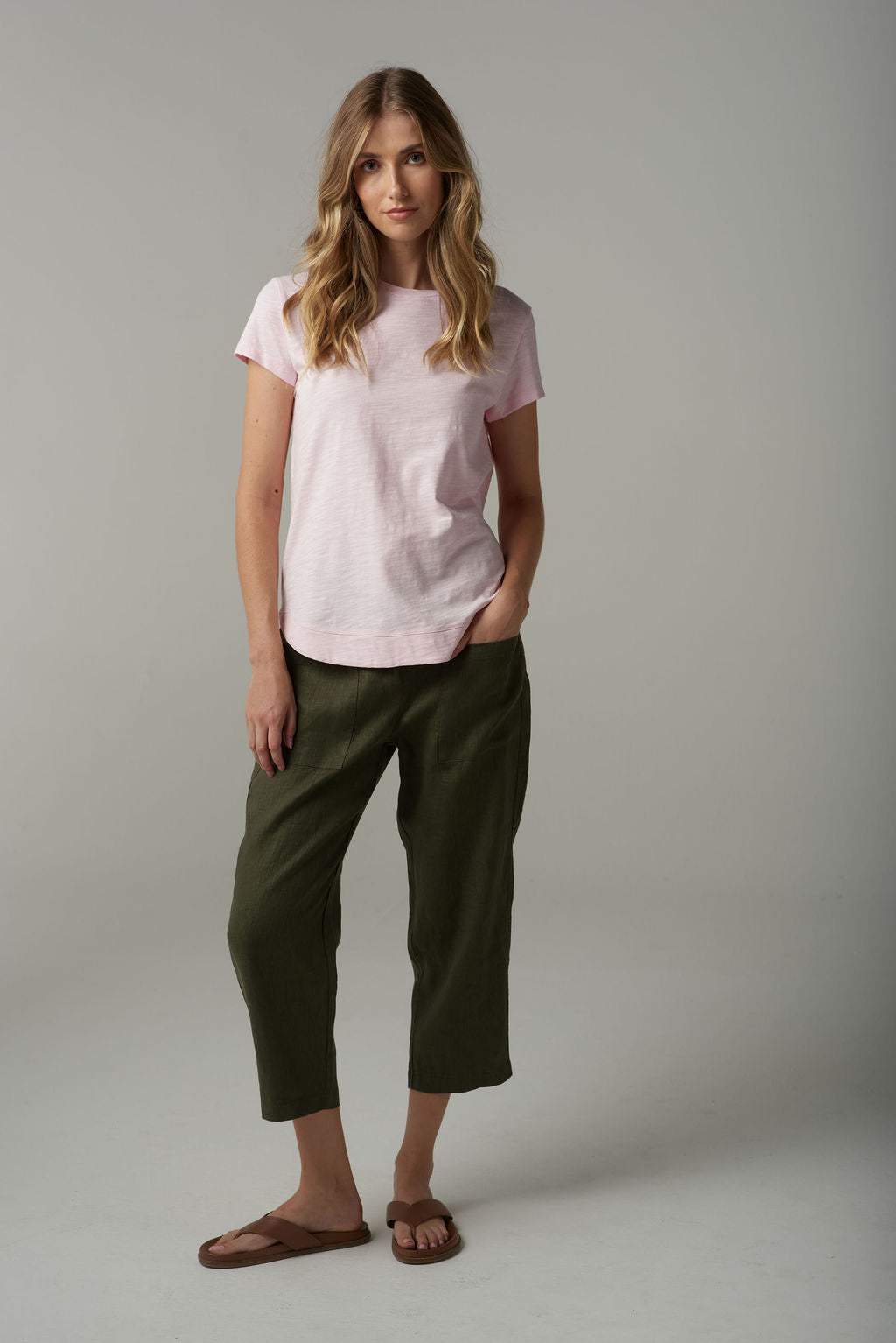 Shaped Hem Tee | Pink Touch