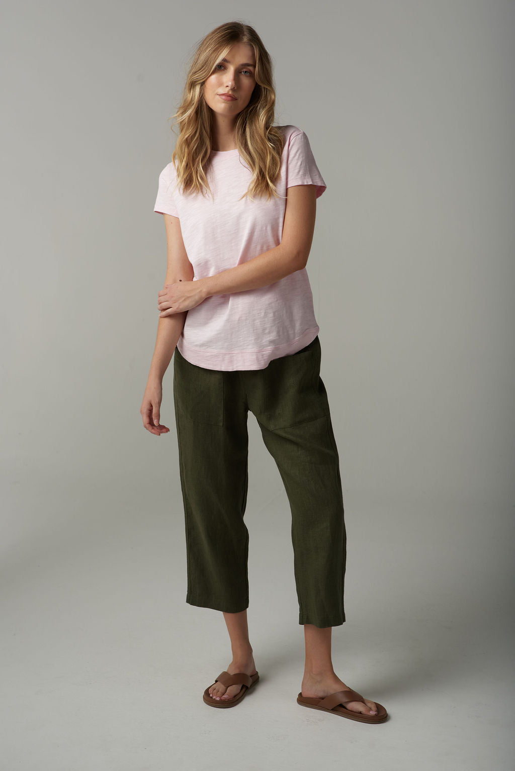 Shaped Hem Tee | Pink Touch