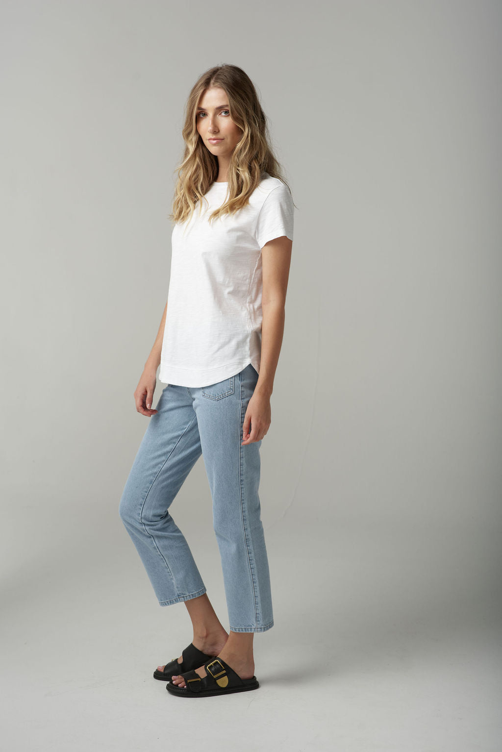 Shaped Hem Tee | White