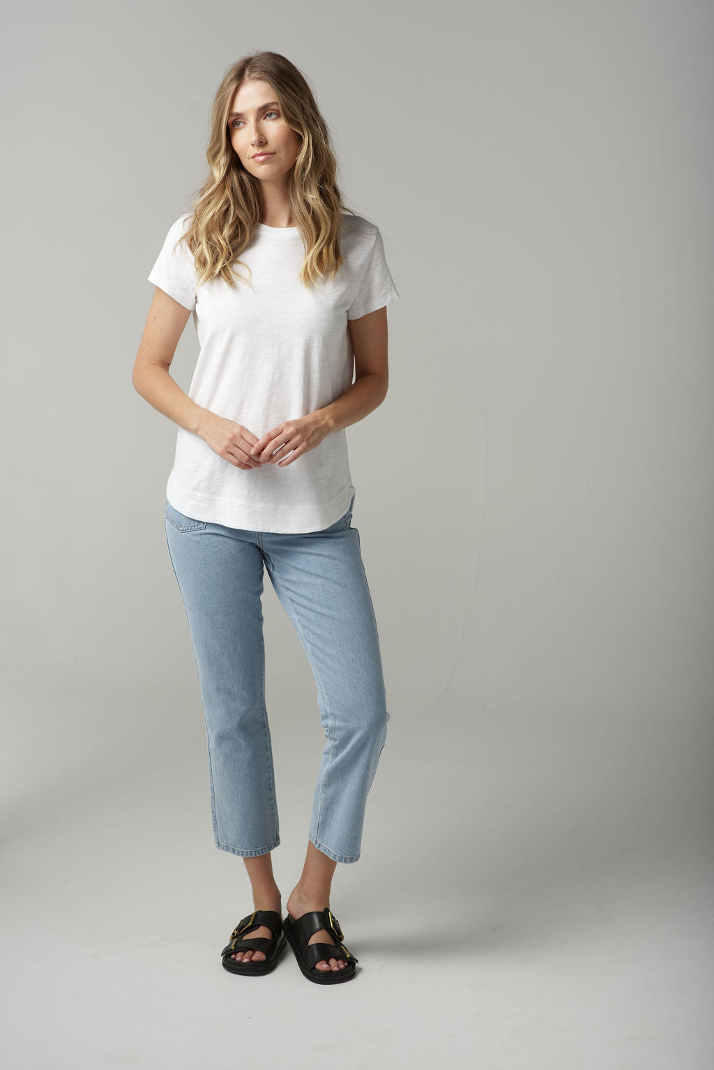 Shaped Hem Tee | White