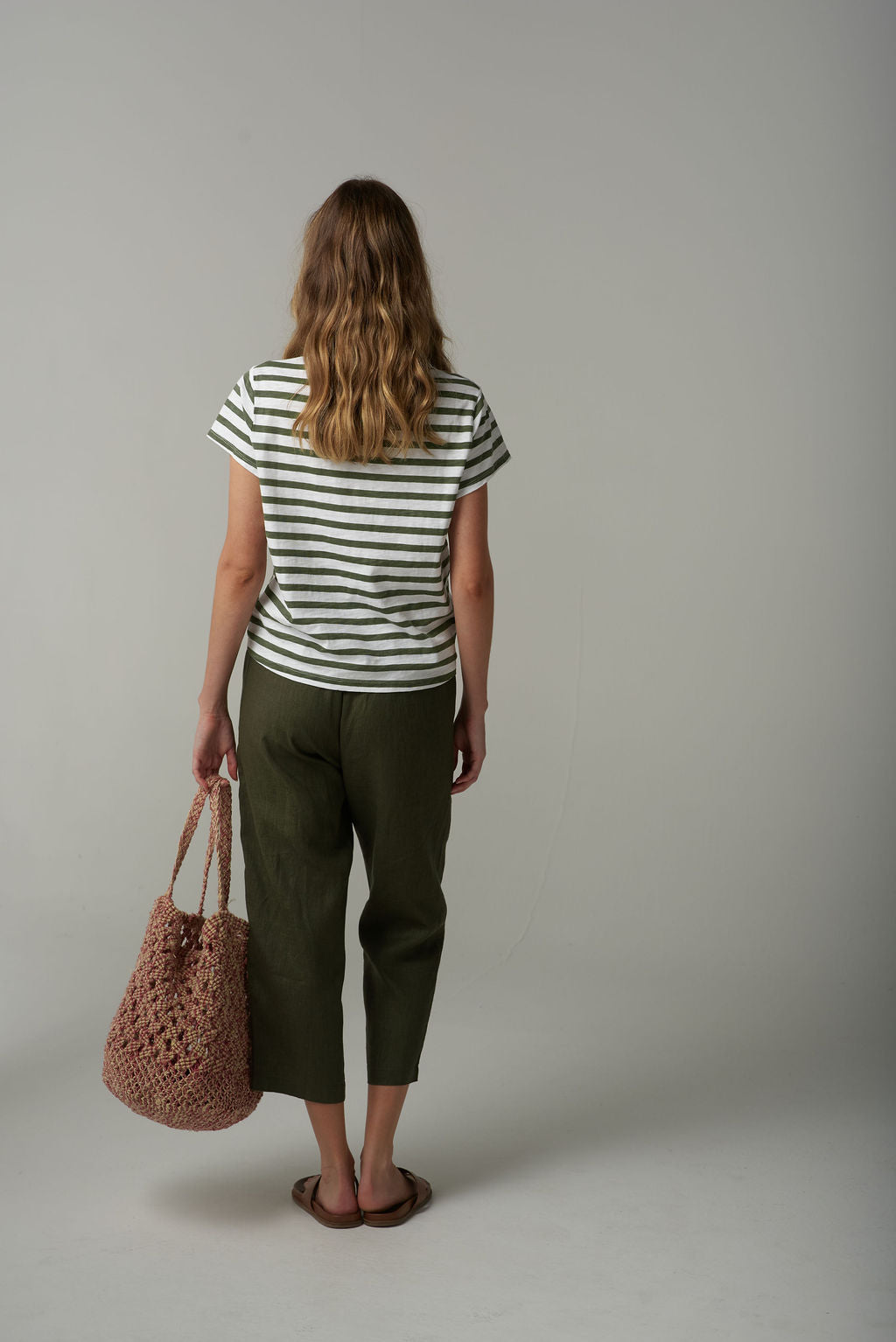 Stripe Basic Tee | White/Fairway Green