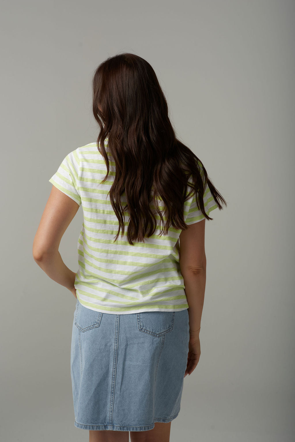 Stripe Basic Tee | White/Lime