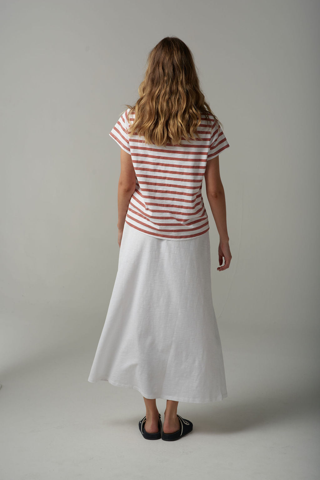 Stripe Basic Tee | White/Terracotta