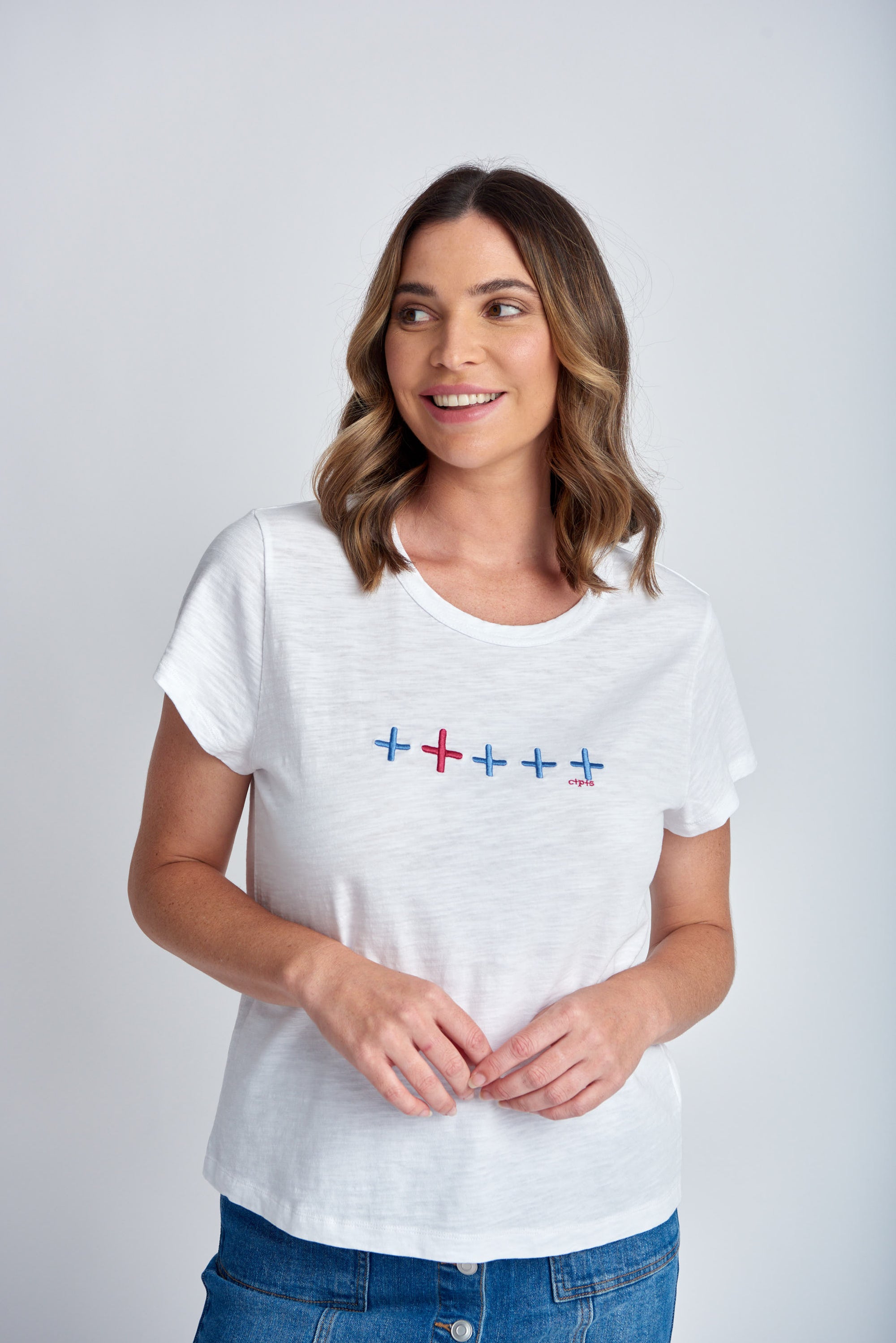 Crew Neck Embroidered Tee -  - Beechworth Emporium