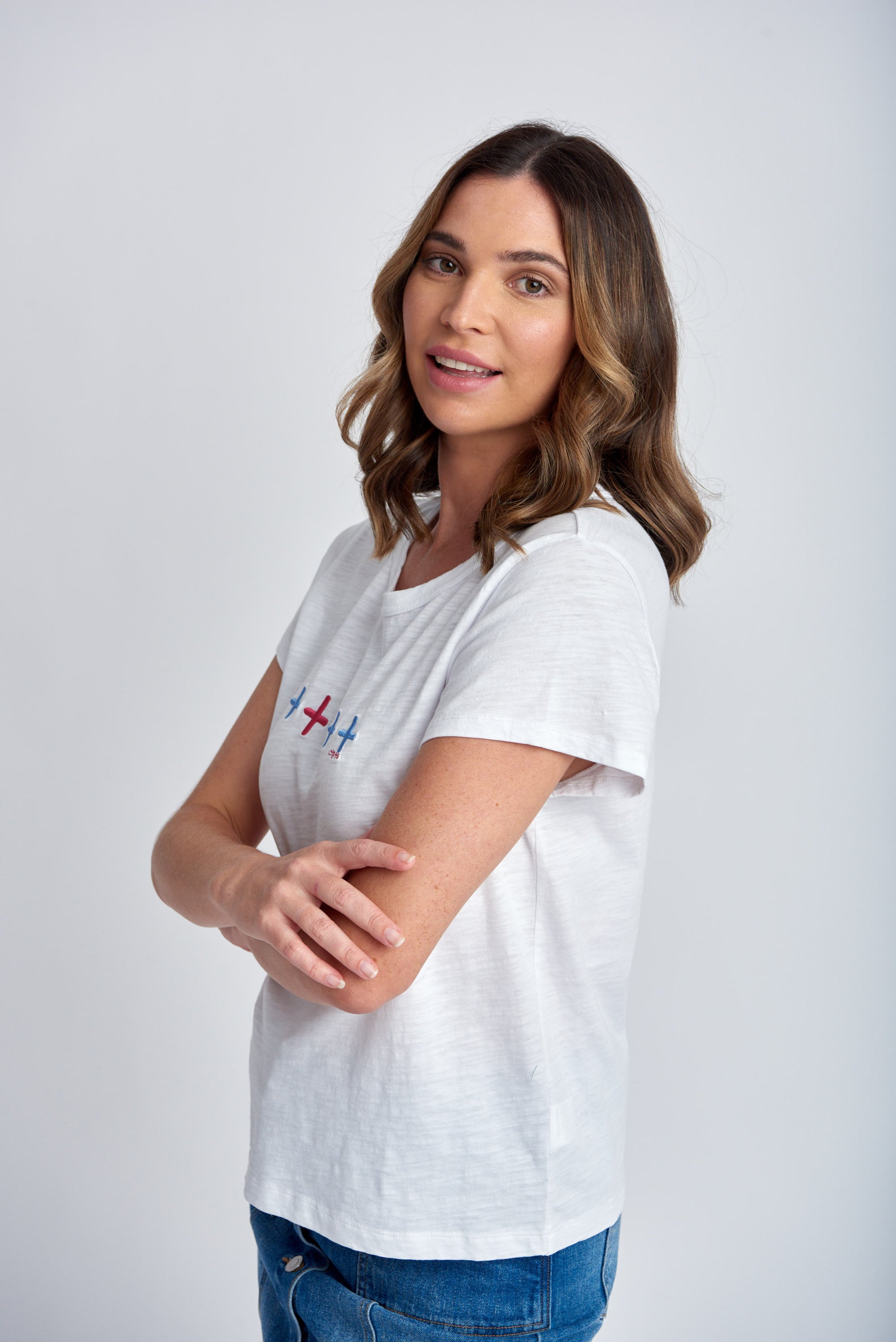 Crew Neck Embroidered Tee -  - Beechworth Emporium