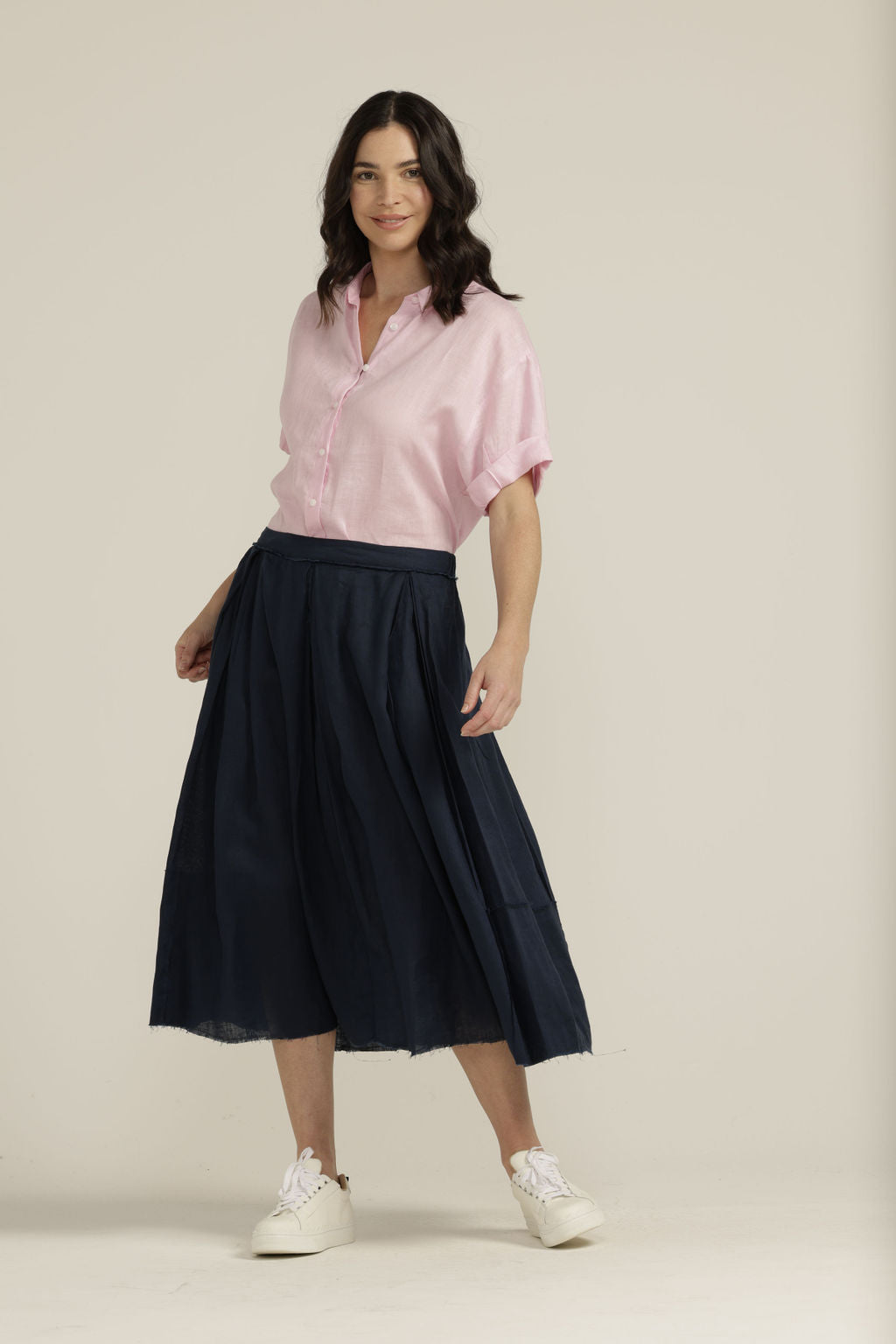 Linen Pleated Full Skirt -  - Beechworth Emporium