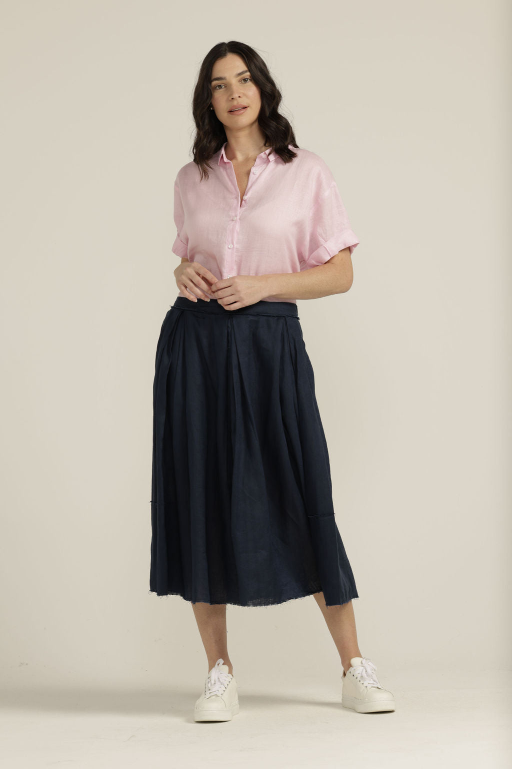 Linen Pleated Full Skirt -  - Beechworth Emporium