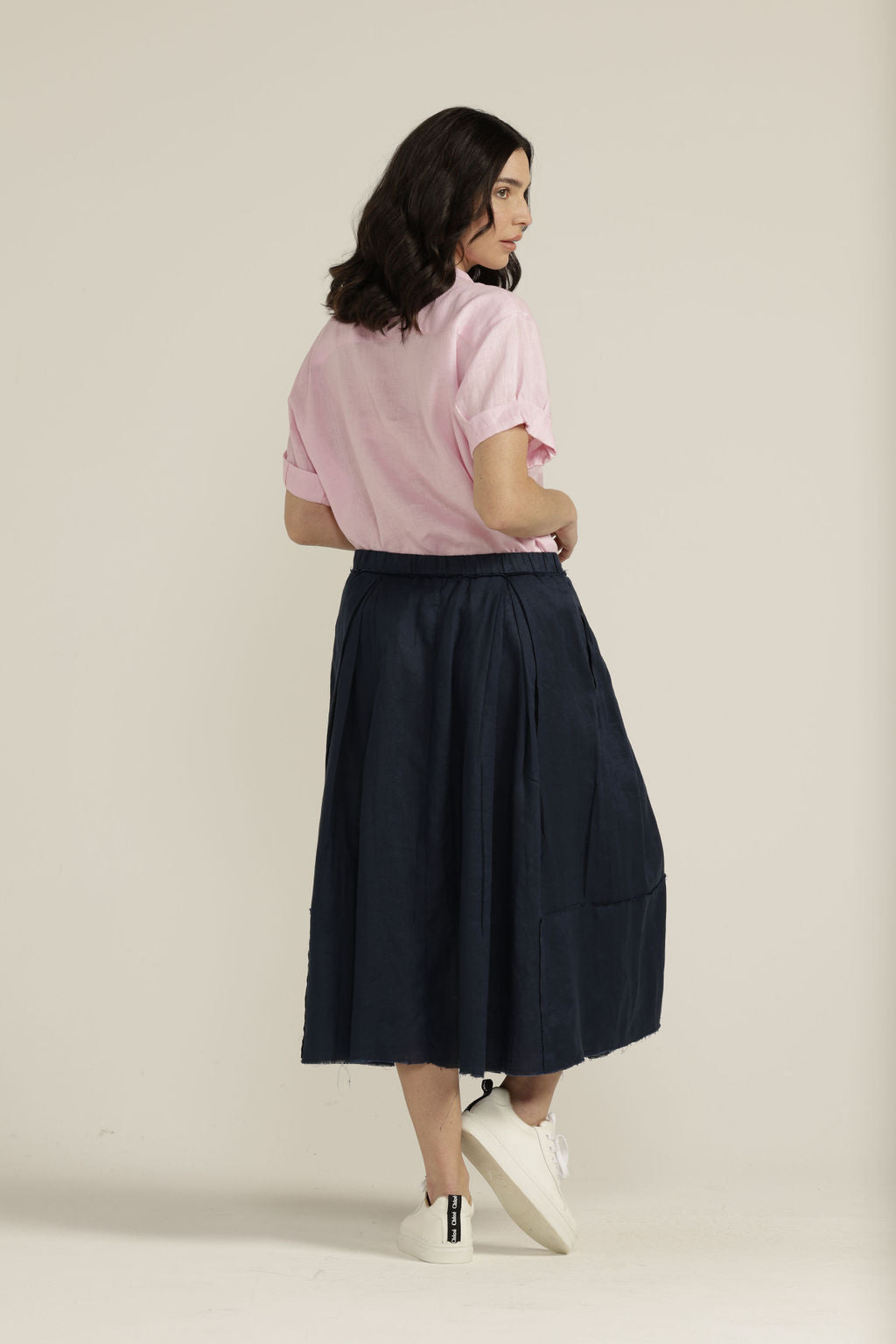 Linen Pleated Full Skirt -  - Beechworth Emporium