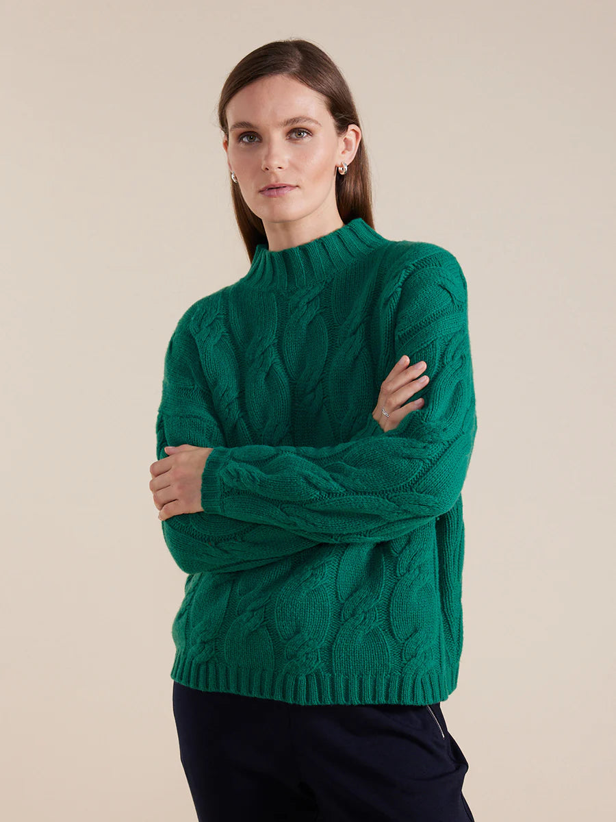 Chunky Cable Fleck Sweater | Forest - Marco Polo - Beechworth Emporium