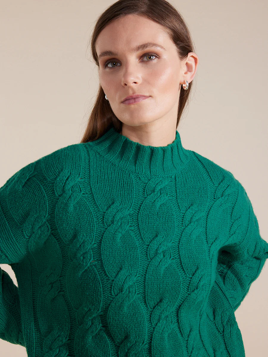 Chunky Cable Fleck Sweater | Forest - Marco Polo - Beechworth Emporium
