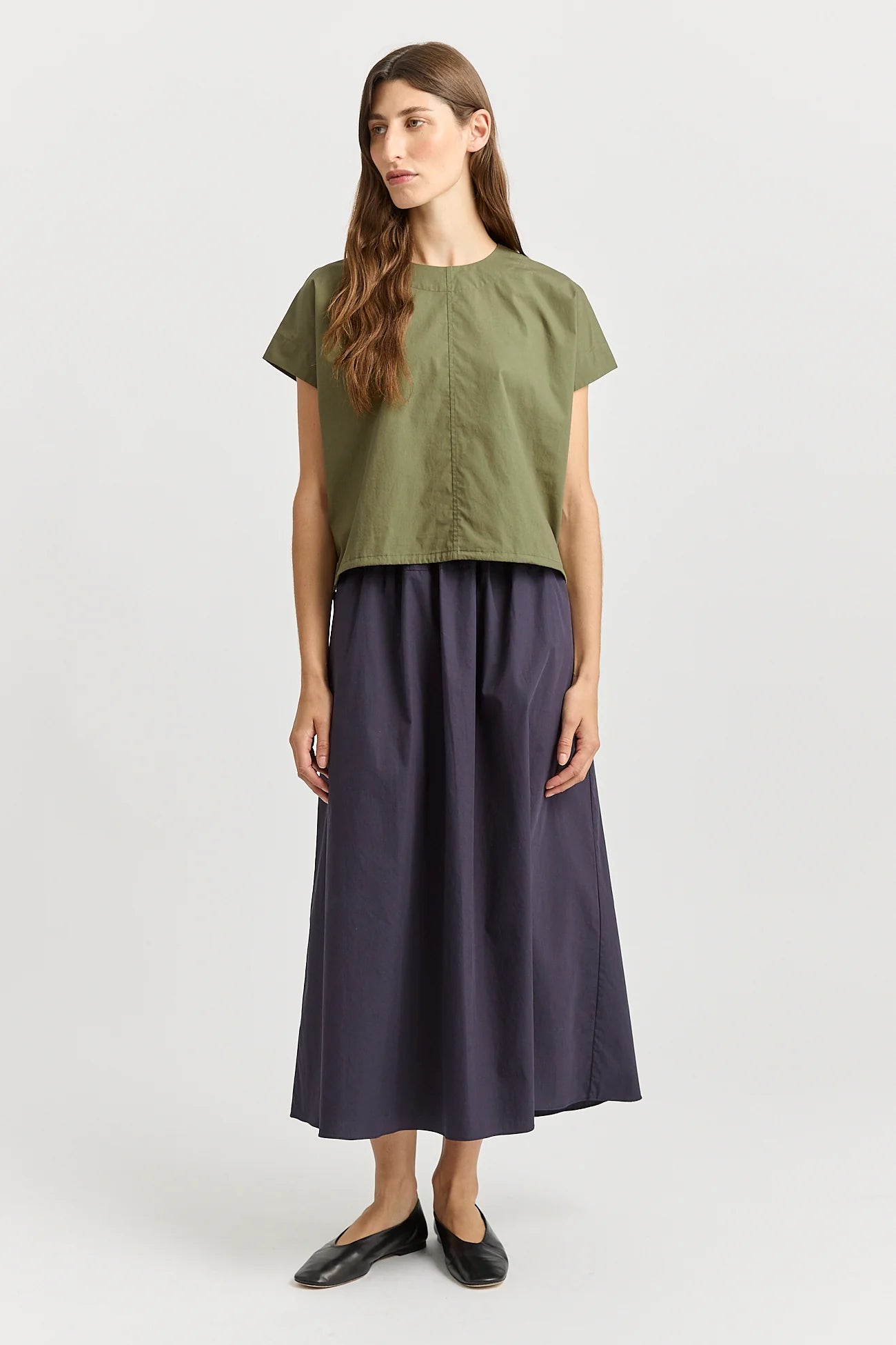 Cotton Drawstring Top | Olive