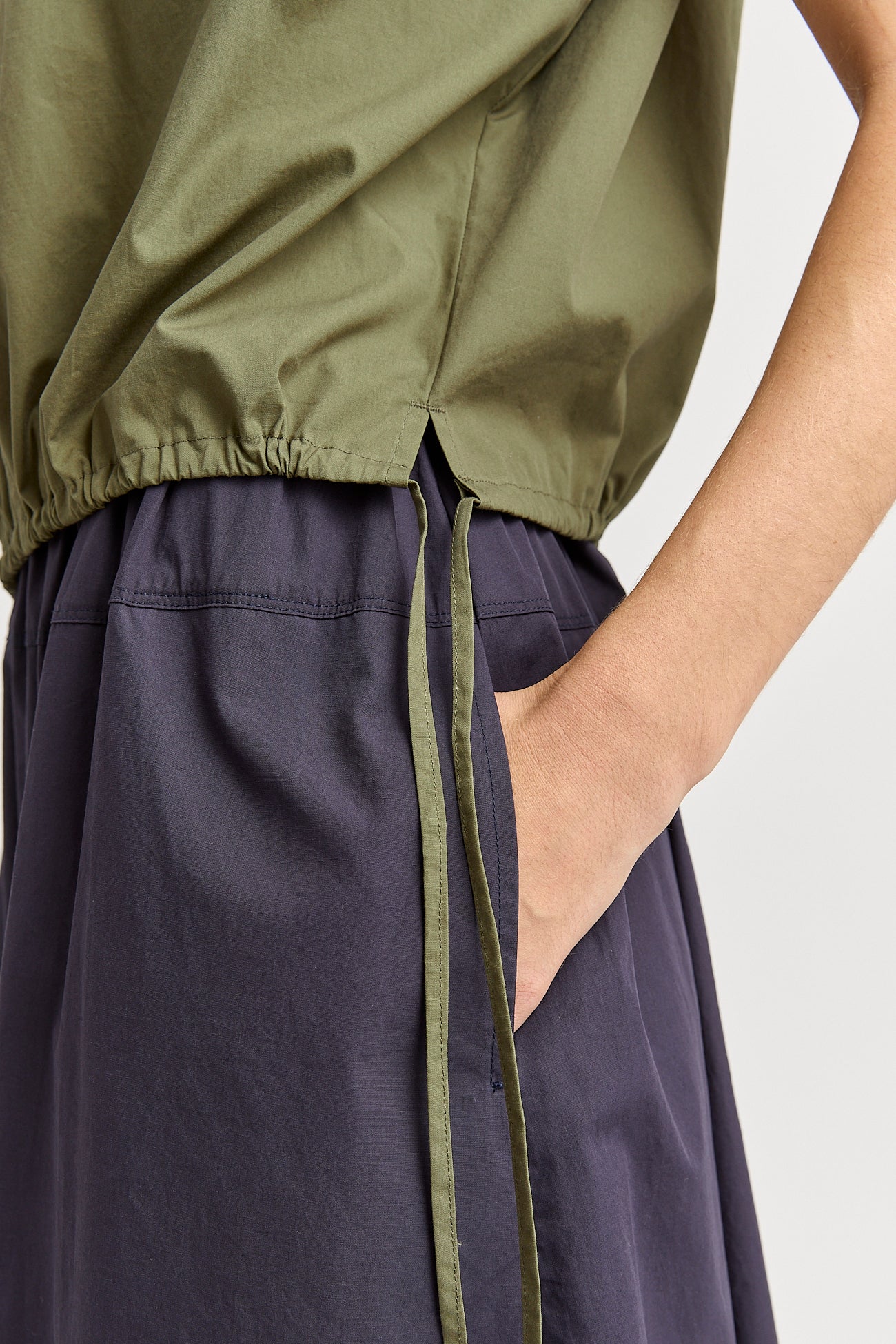 Cotton Drawstring Top | Olive