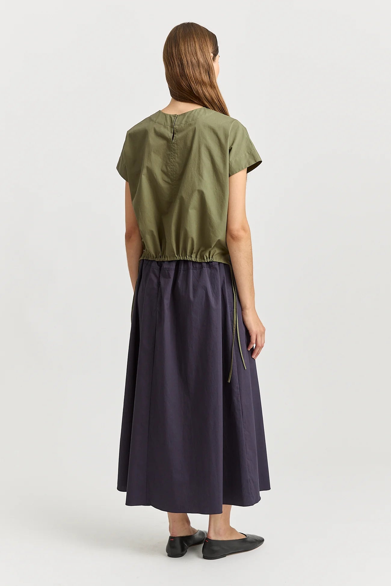 Cotton Drawstring Top | Olive