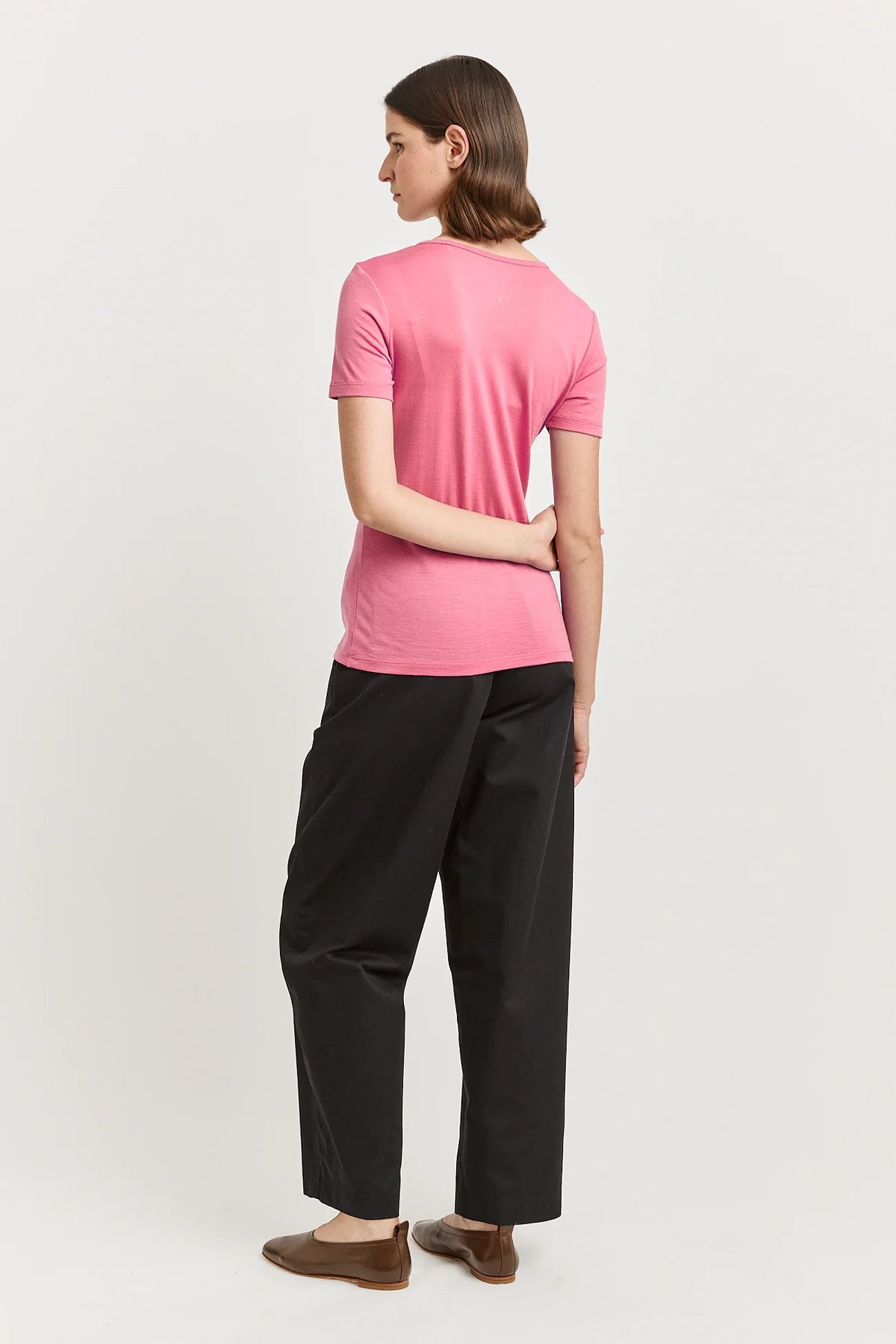 Short Sleeve Merino Tee | Flamingo