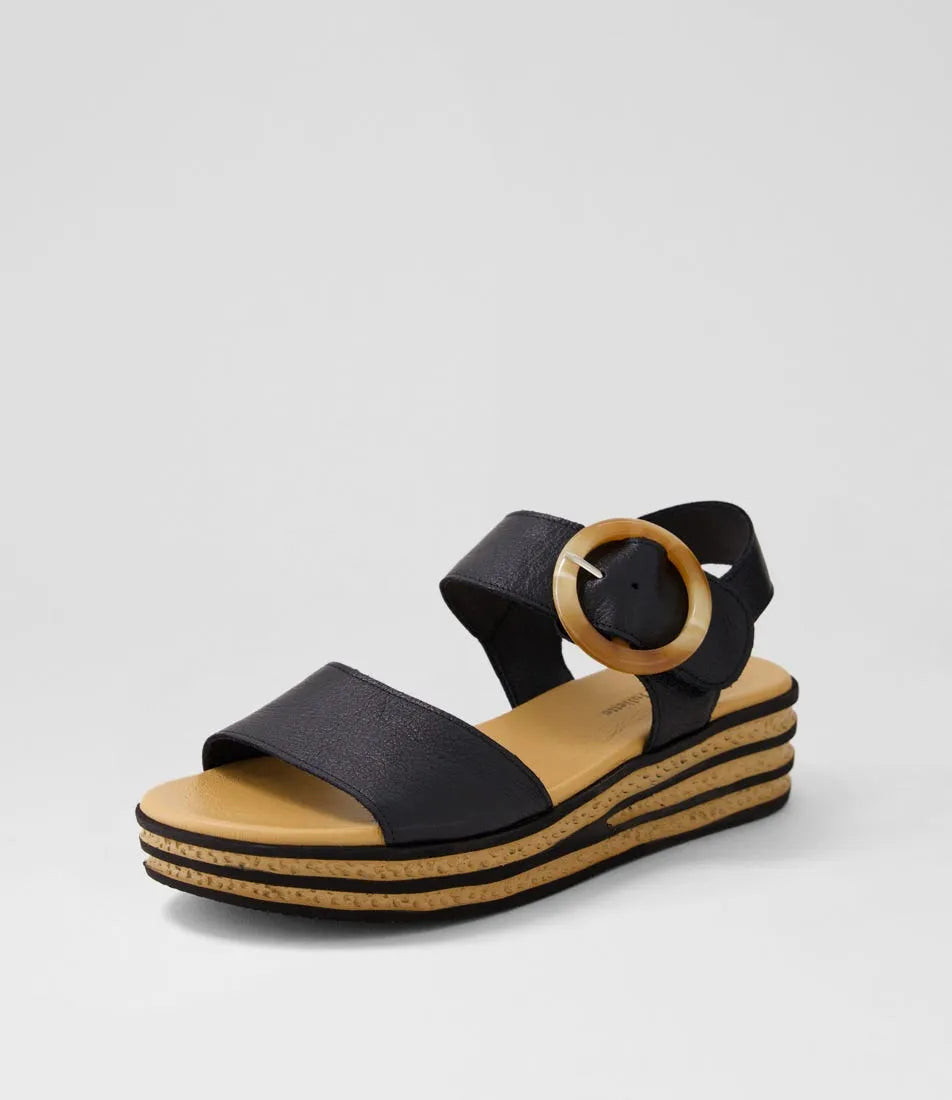 Cubbie Black Leather Sandals