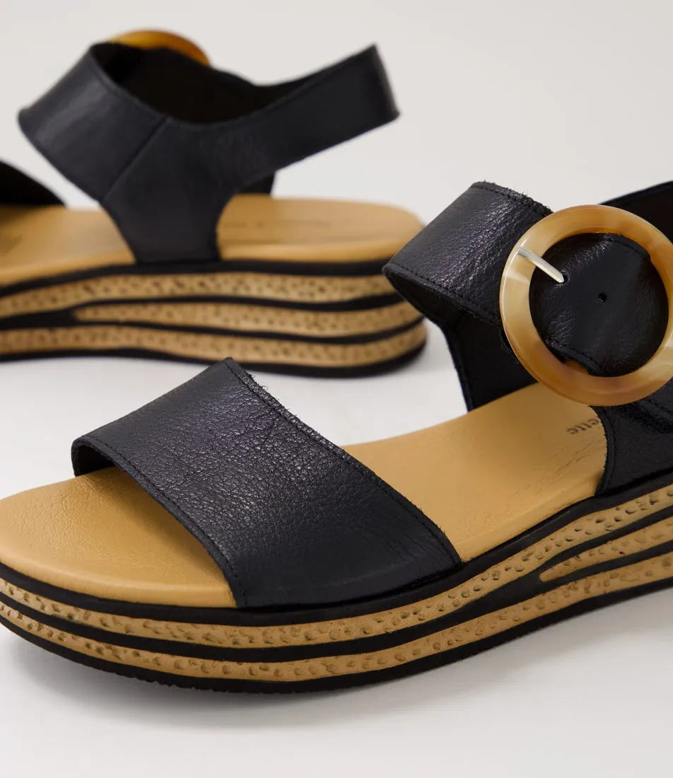 Cubbie Black Leather Sandals