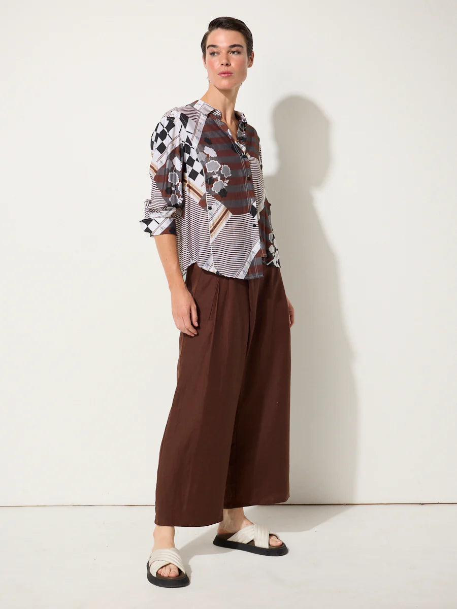 Essential Linen Wrap Pant | Chocolate