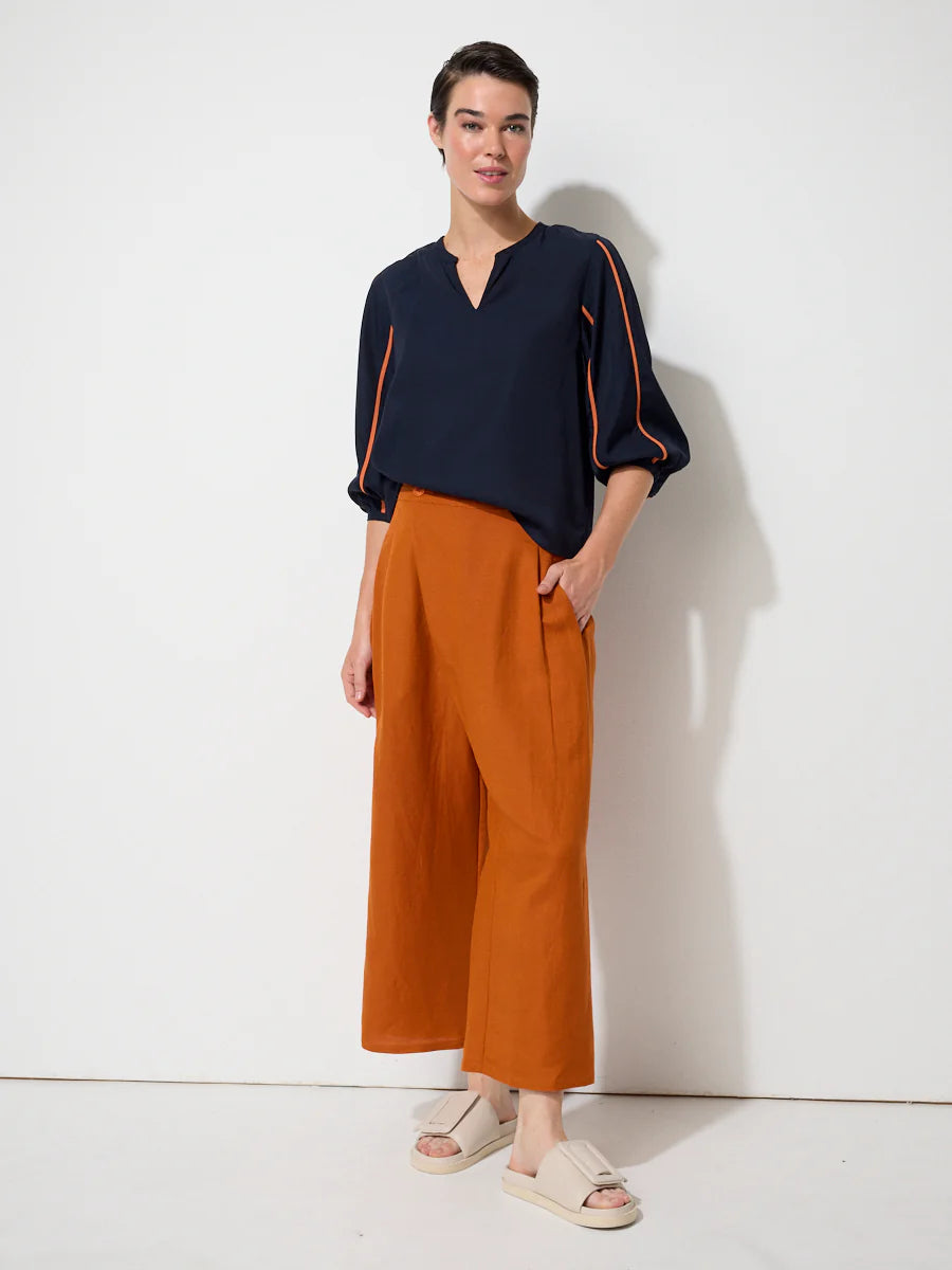 Essential Linen Wrap Pant | Rust
